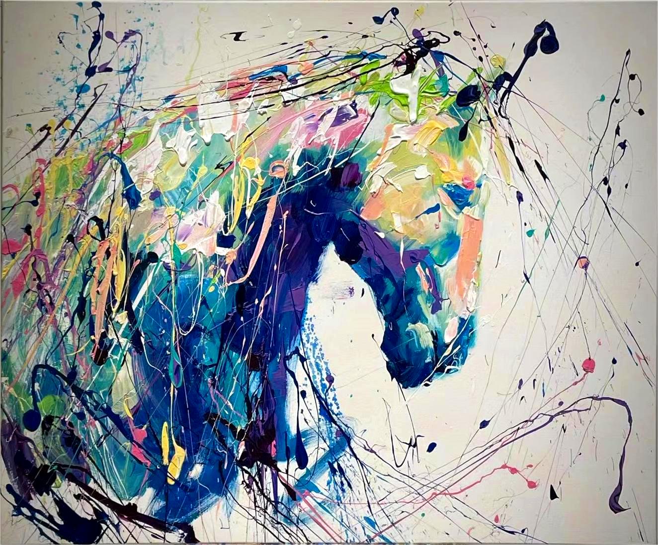 Wallart Wild Spirit: Abstract Horse in Motion