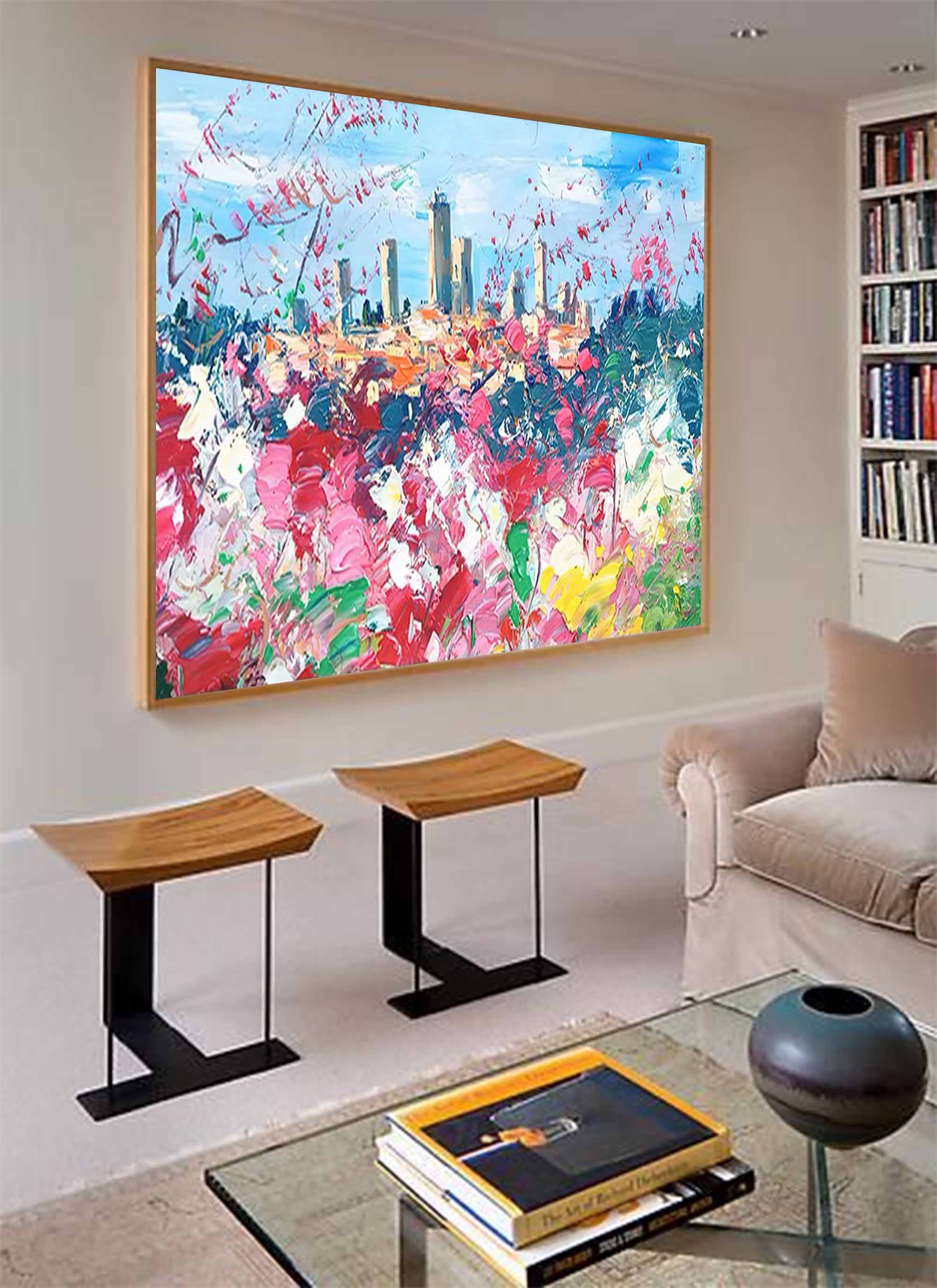 Wallart Colorful Landscape Palette Knife Art