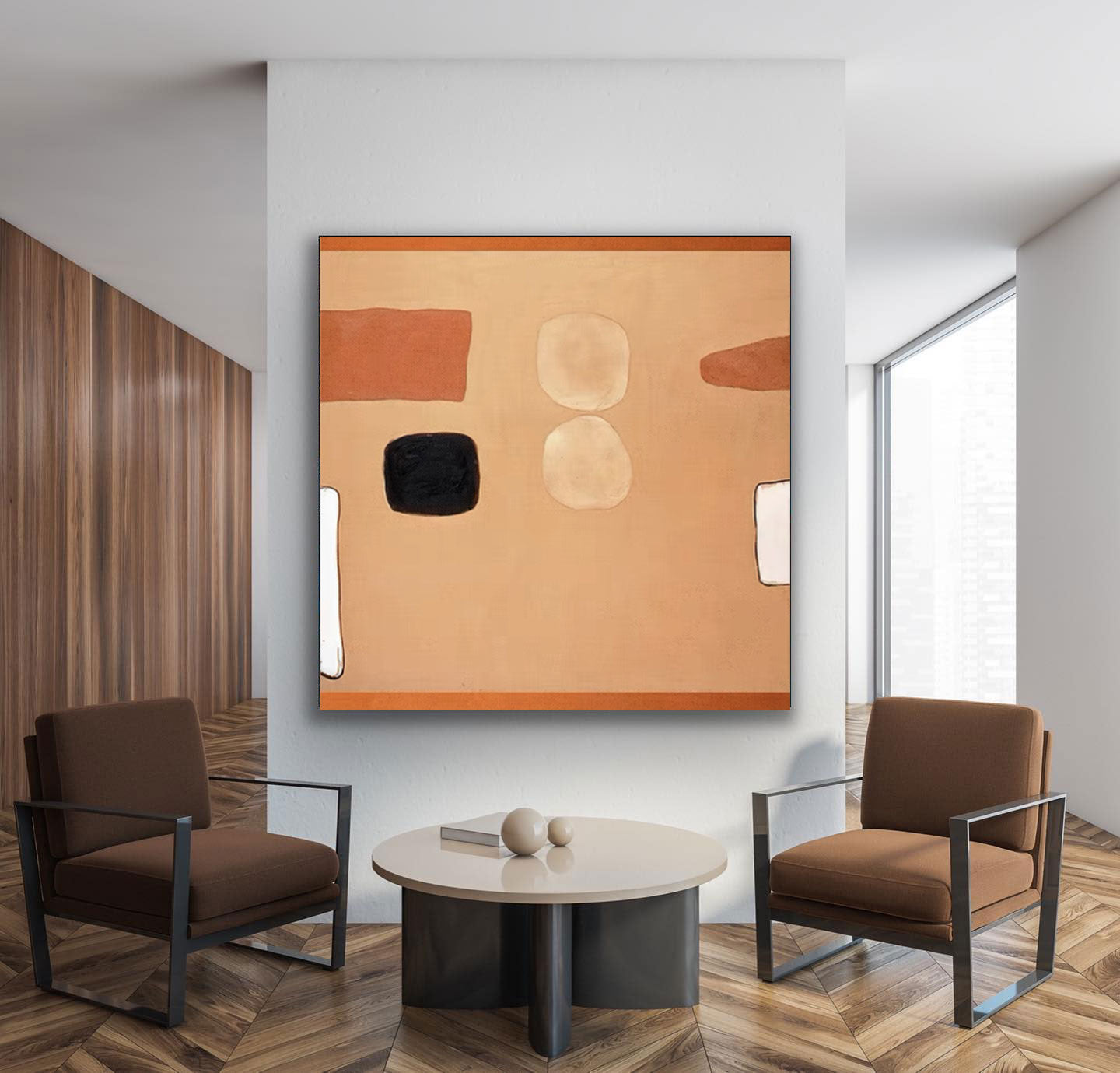 Wallart Geometric Minimalist Abstract Oil Painting