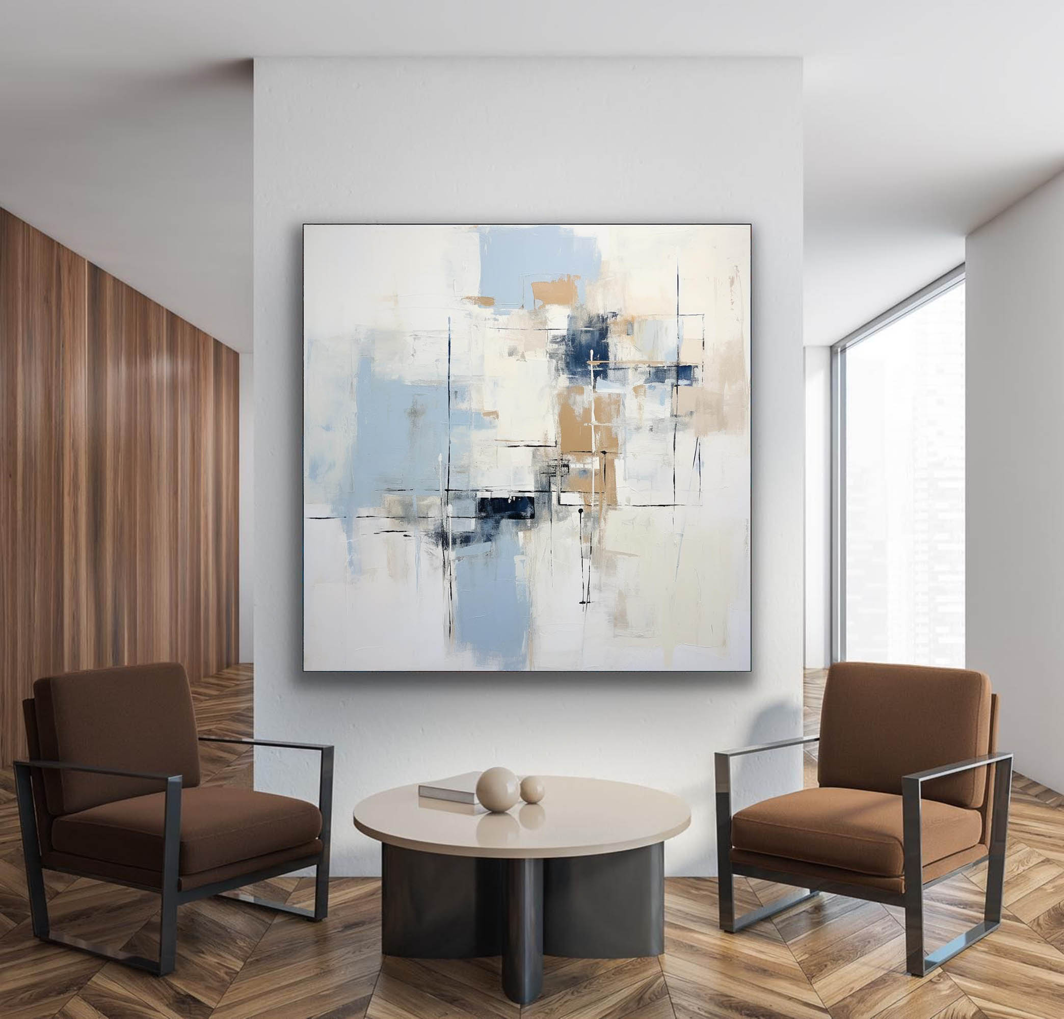 Wallart Serenity in Structure: Minimalist Abstract Geometry