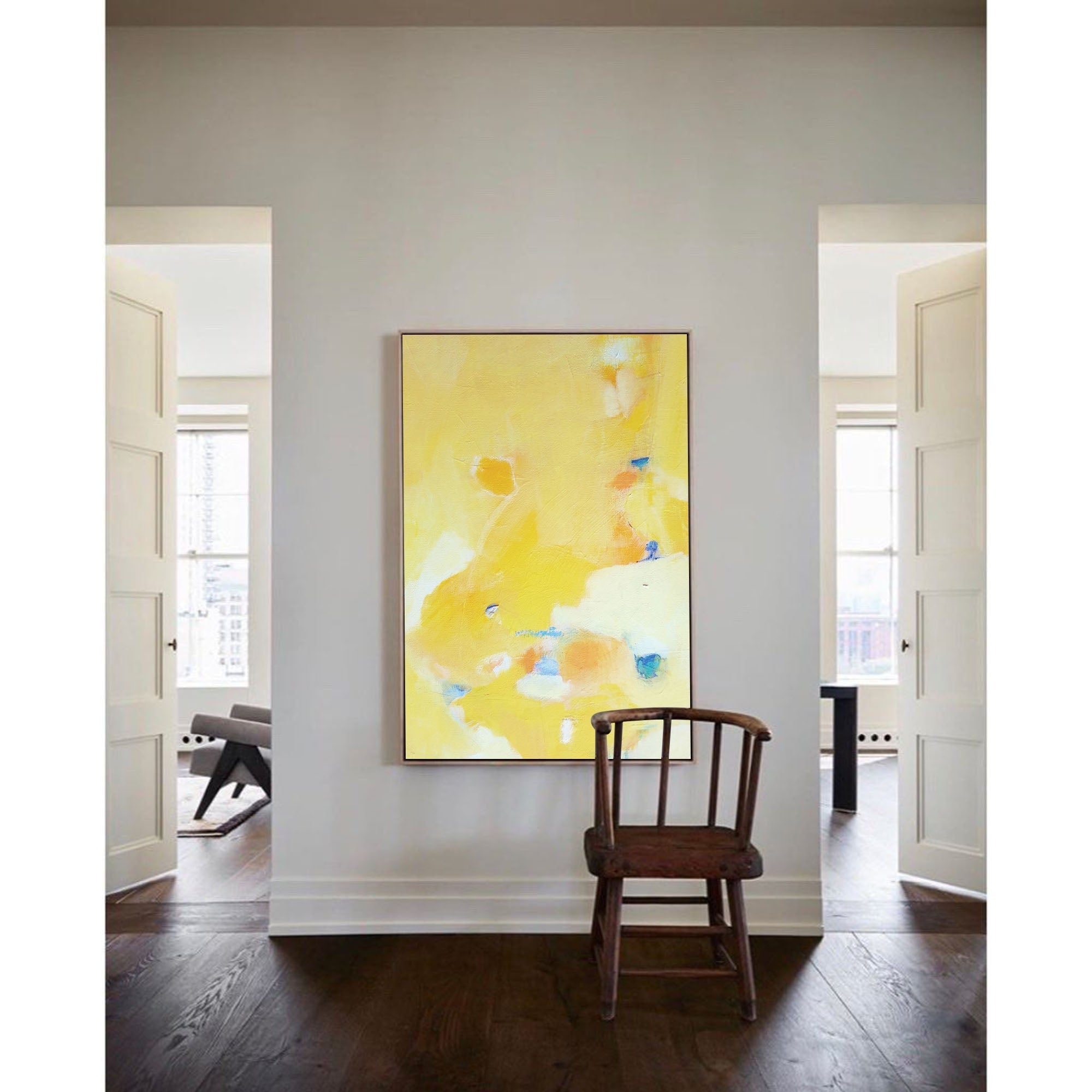 Wallart Soft Yellow Abstract Pastel Canvas Art