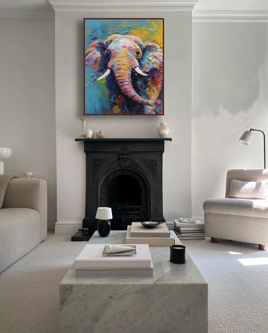 Wallart Whimsical Elephant in Vibrant Hues