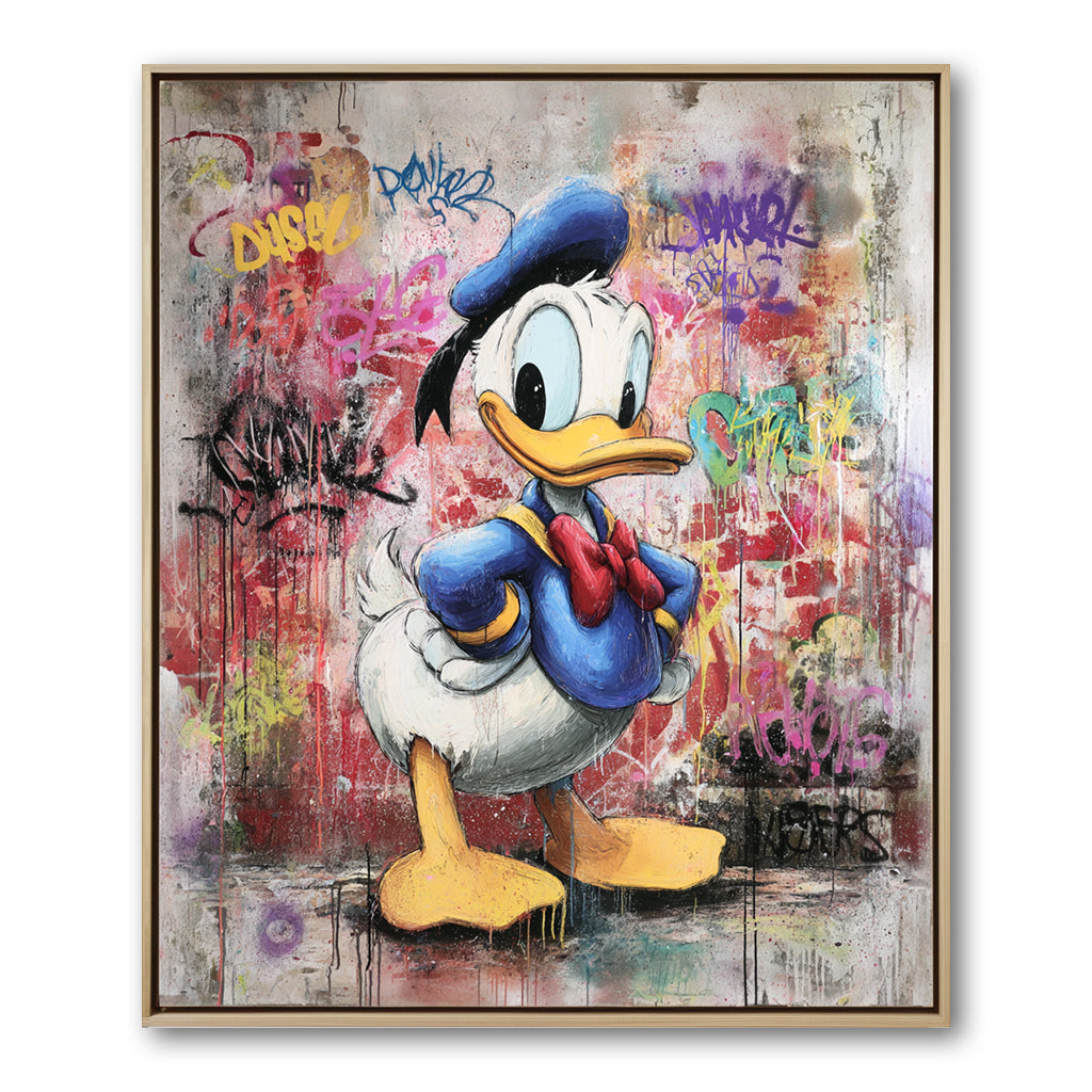 Graffiti Commander – Colorful Cartoon Duck Wall Art Pop Street Canvas Painting