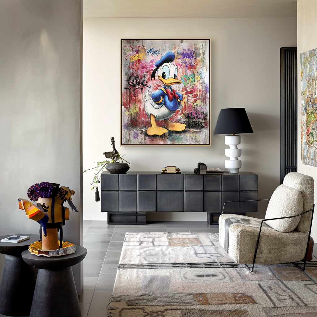 Graffiti Commander – Colorful Cartoon Duck Wall Art Pop Street Canvas Painting