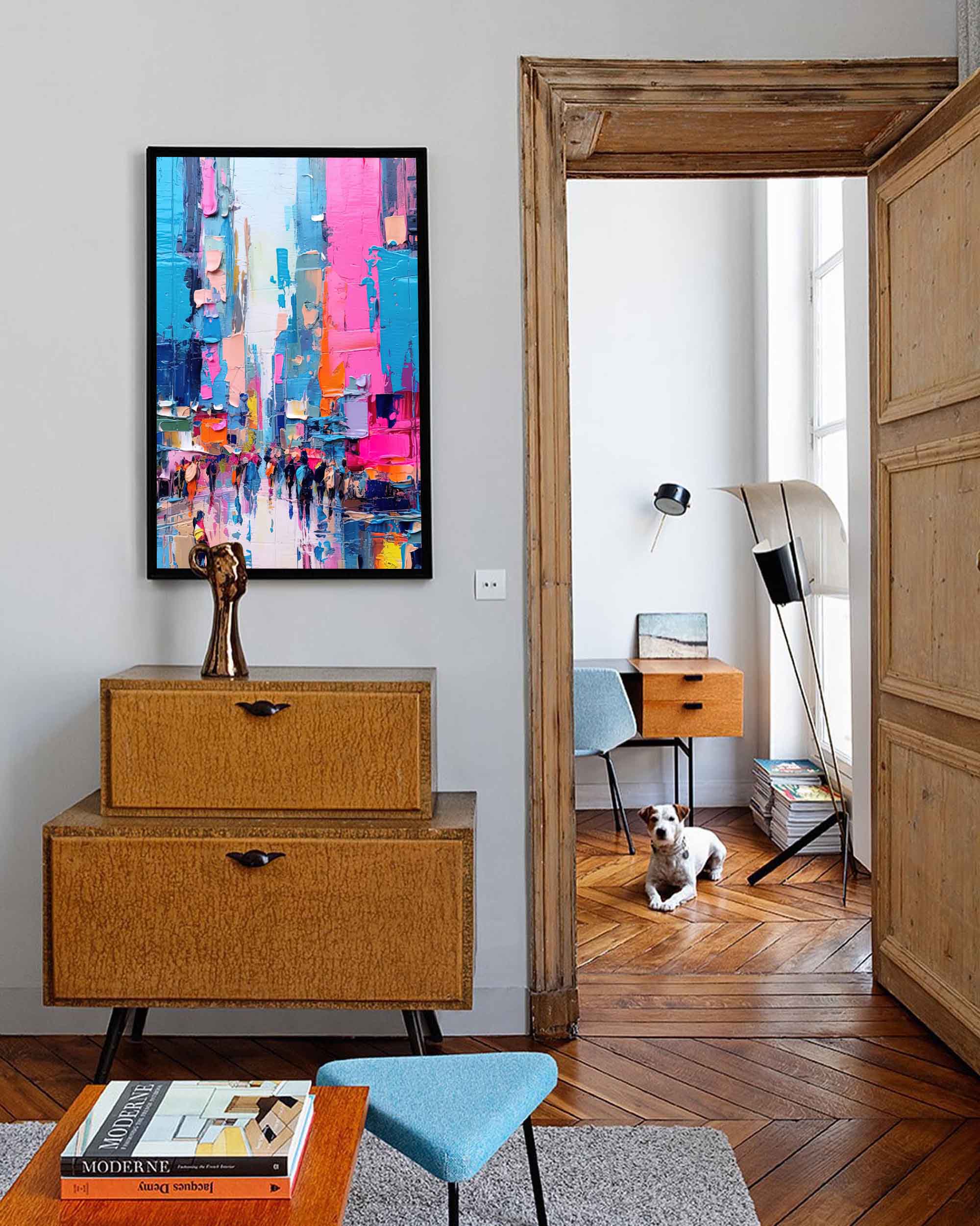 Wallart Vibrant City Life Oil Painting