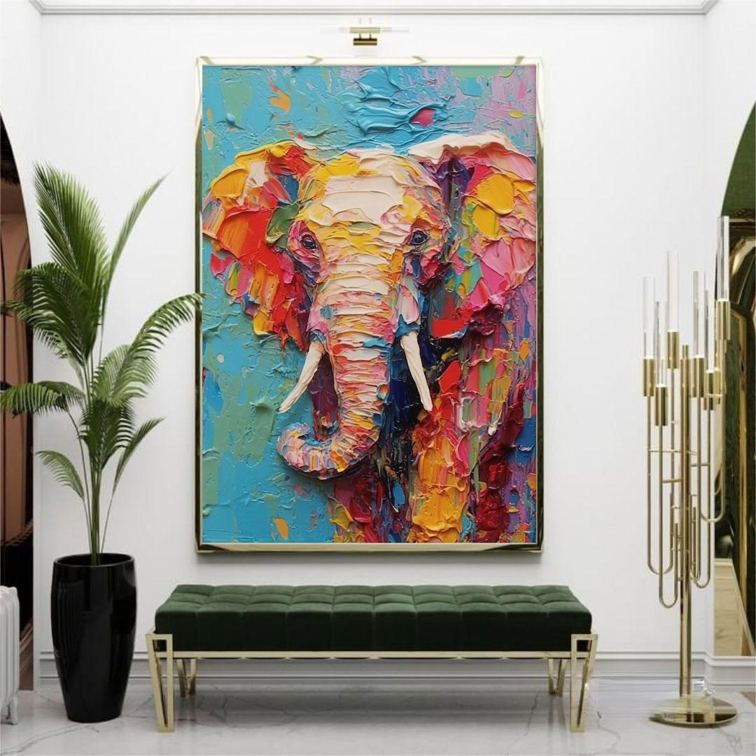 Wallart Vibrant Elephant in Bold Colors