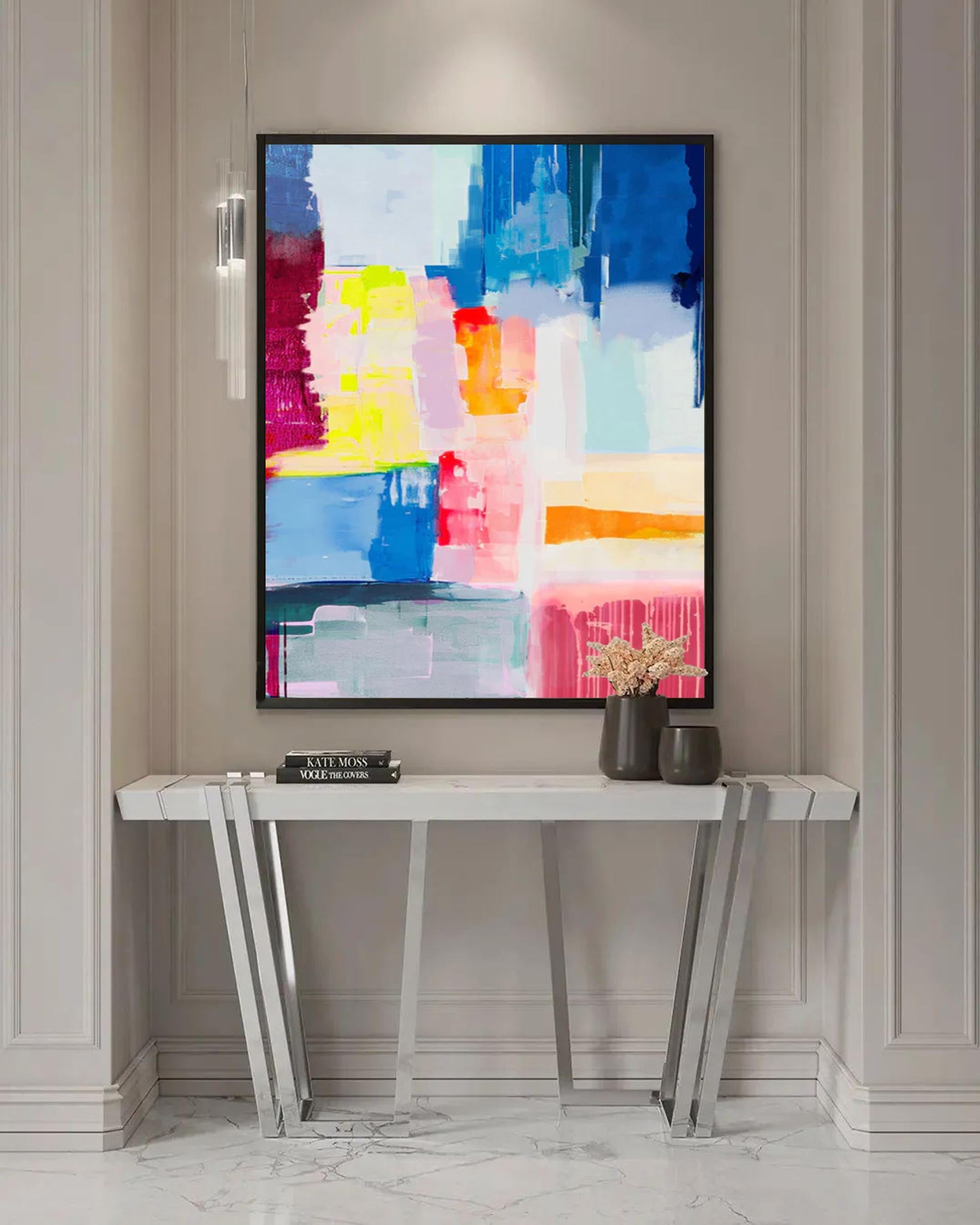 Wallart Colorful Abstract Expressionist Canvas Art