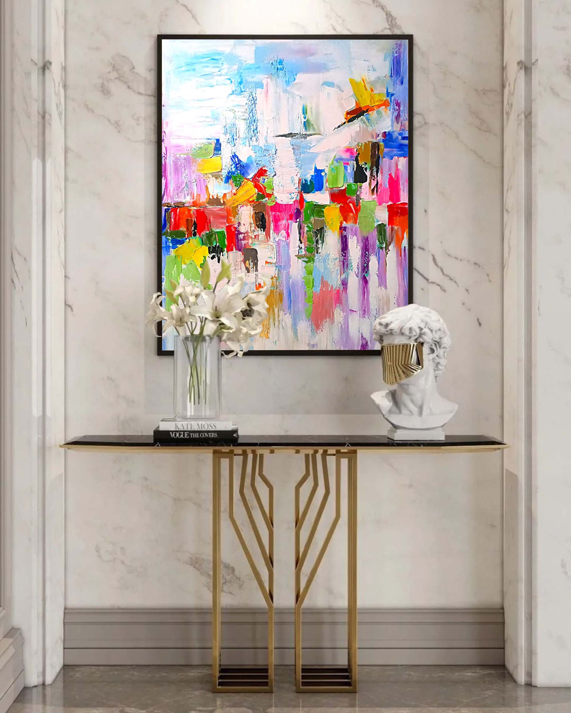 Wallart Vibrant Abstract Cityscape Canvas Art