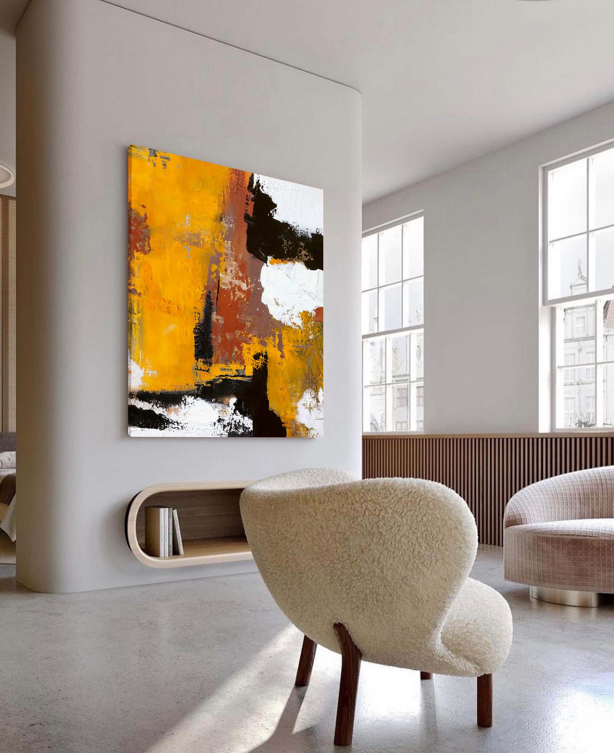 Wallart Textured Amber Abstract Wall Art