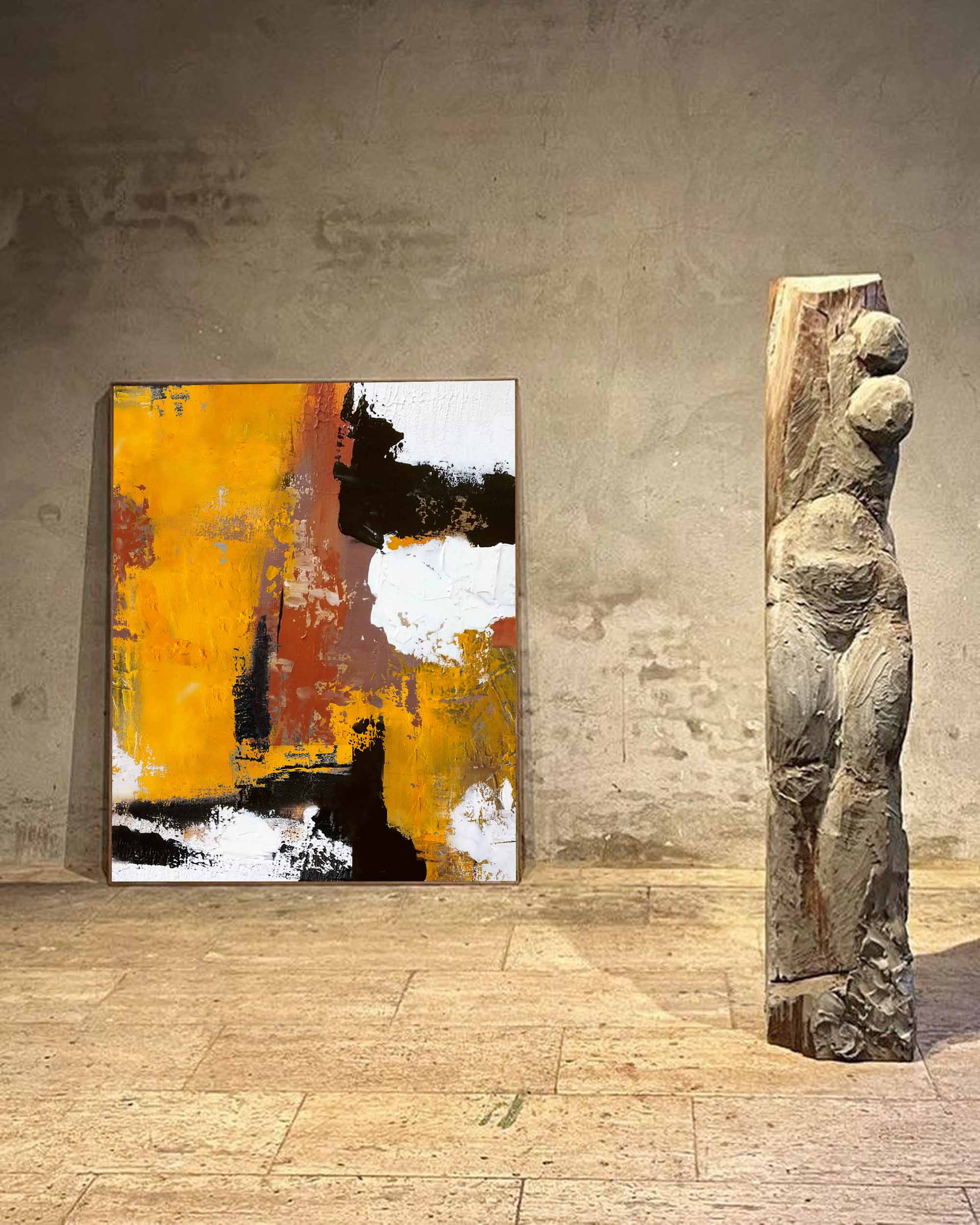 Wallart Textured Amber Abstract Wall Art