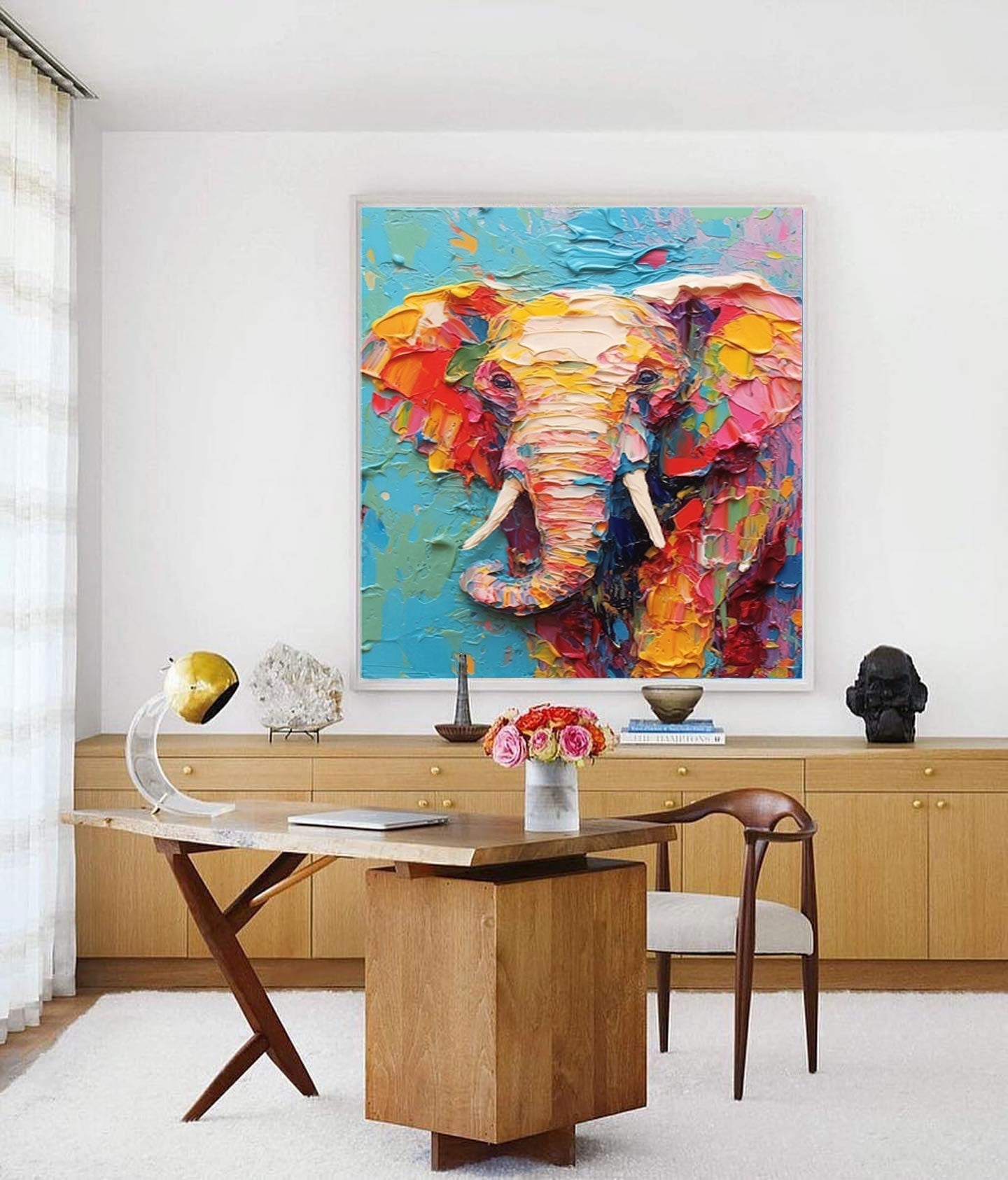 Wallart Vibrant Elephant in Bold Colors