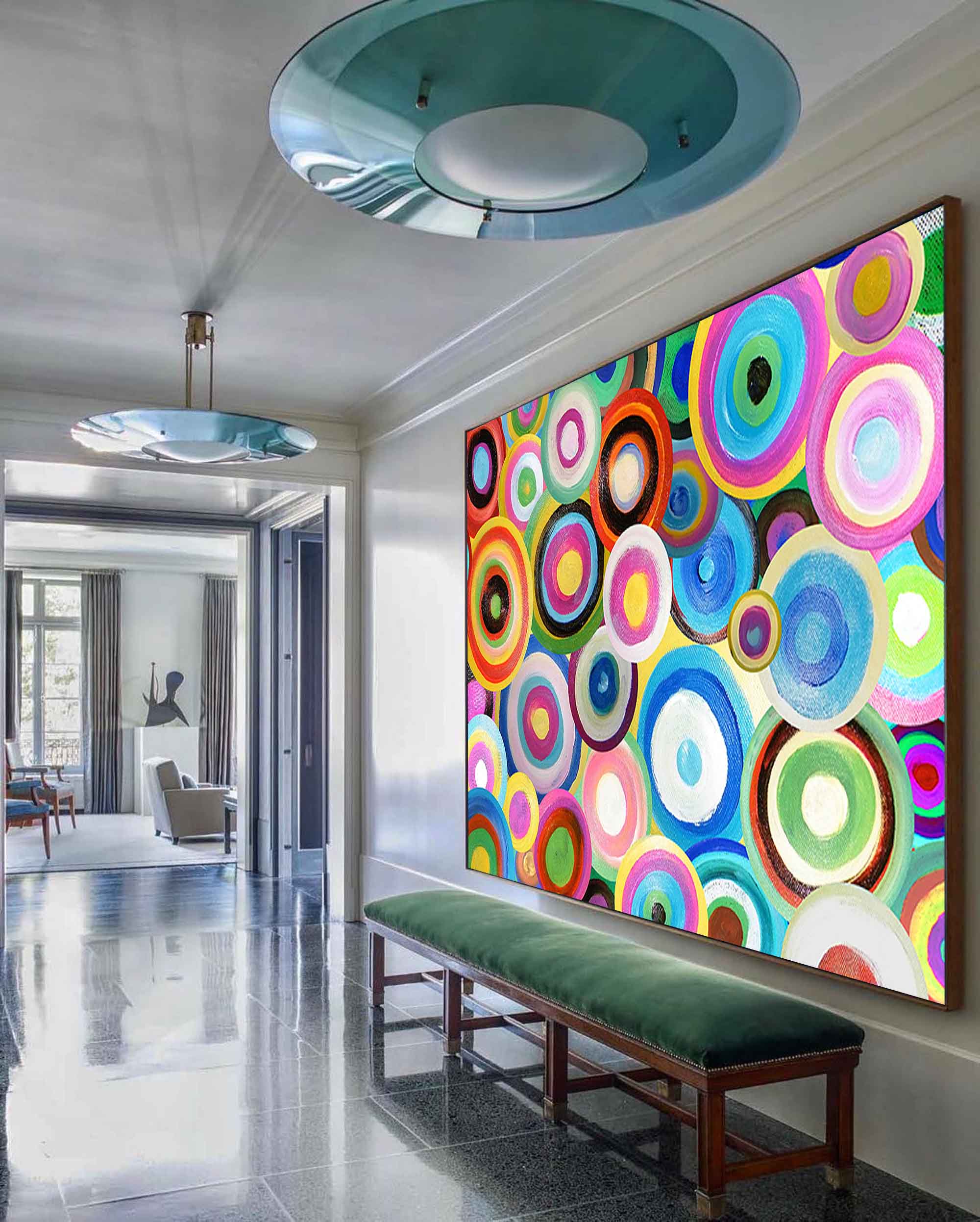 Wallart Colorful Circles Textured Abstract Art
