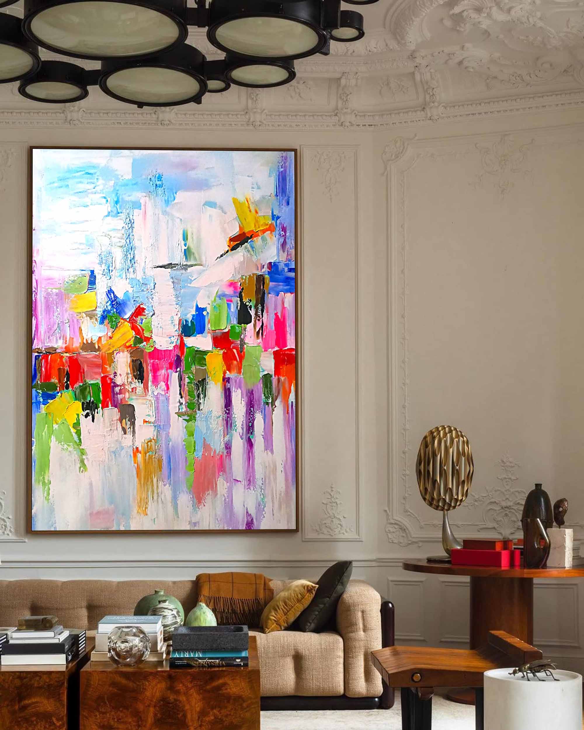 Wallart Vibrant Abstract Cityscape Canvas Art