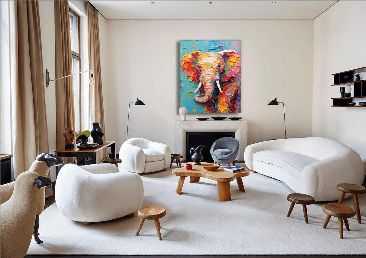 Wallart Vibrant Elephant in Bold Colors