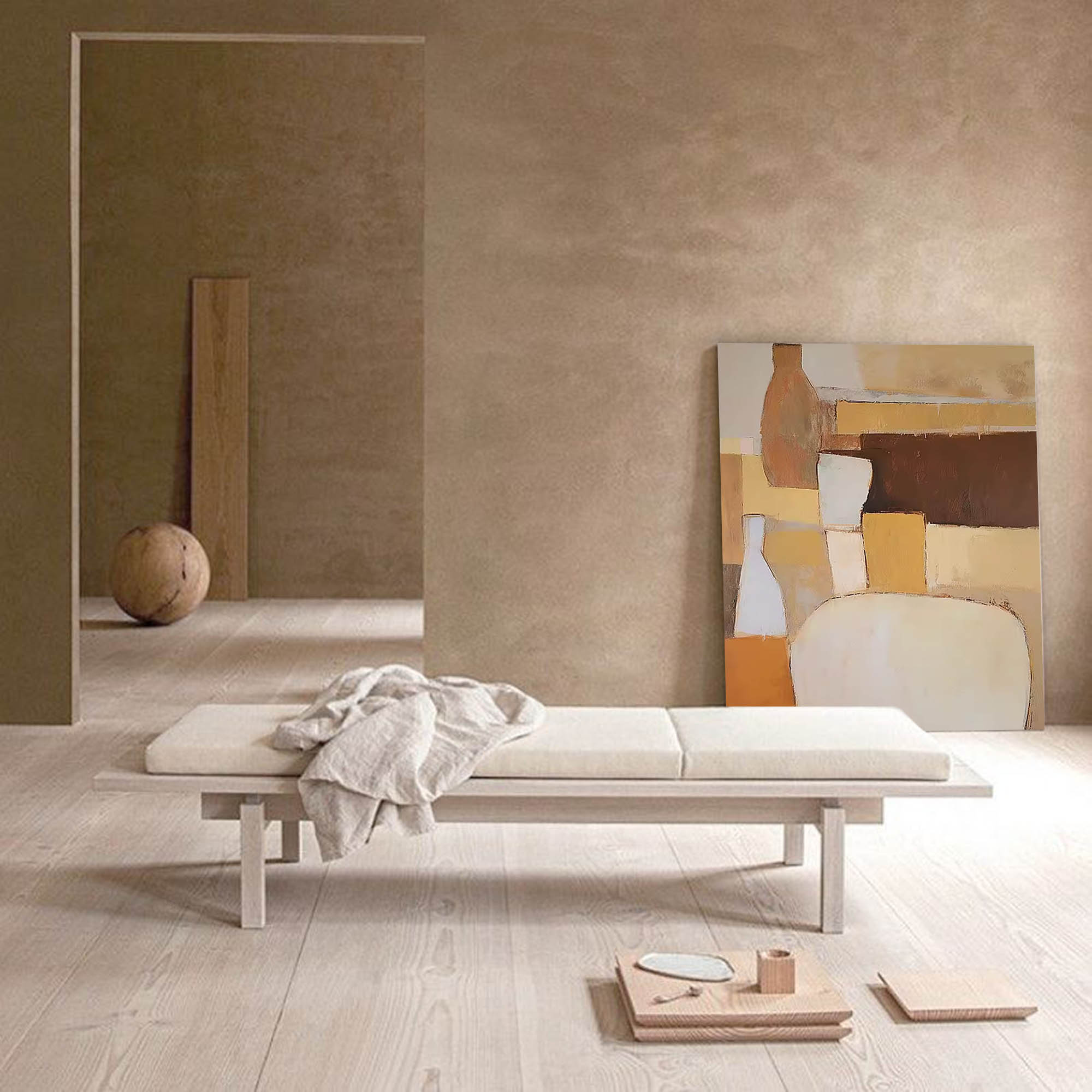 Wallart Minimalist Neutral Tones Abstract Oil Painting