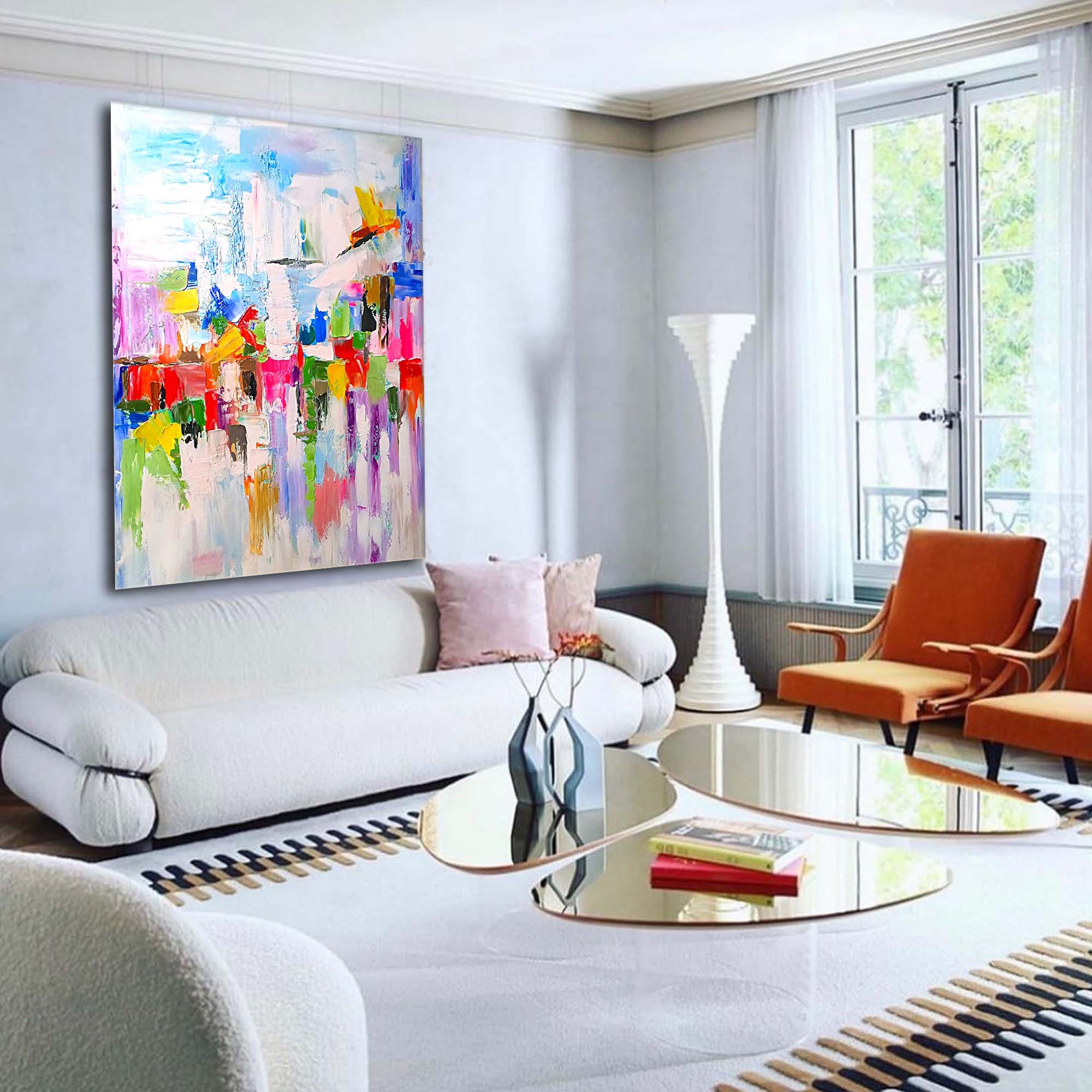 Wallart Vibrant Abstract Cityscape Canvas Art