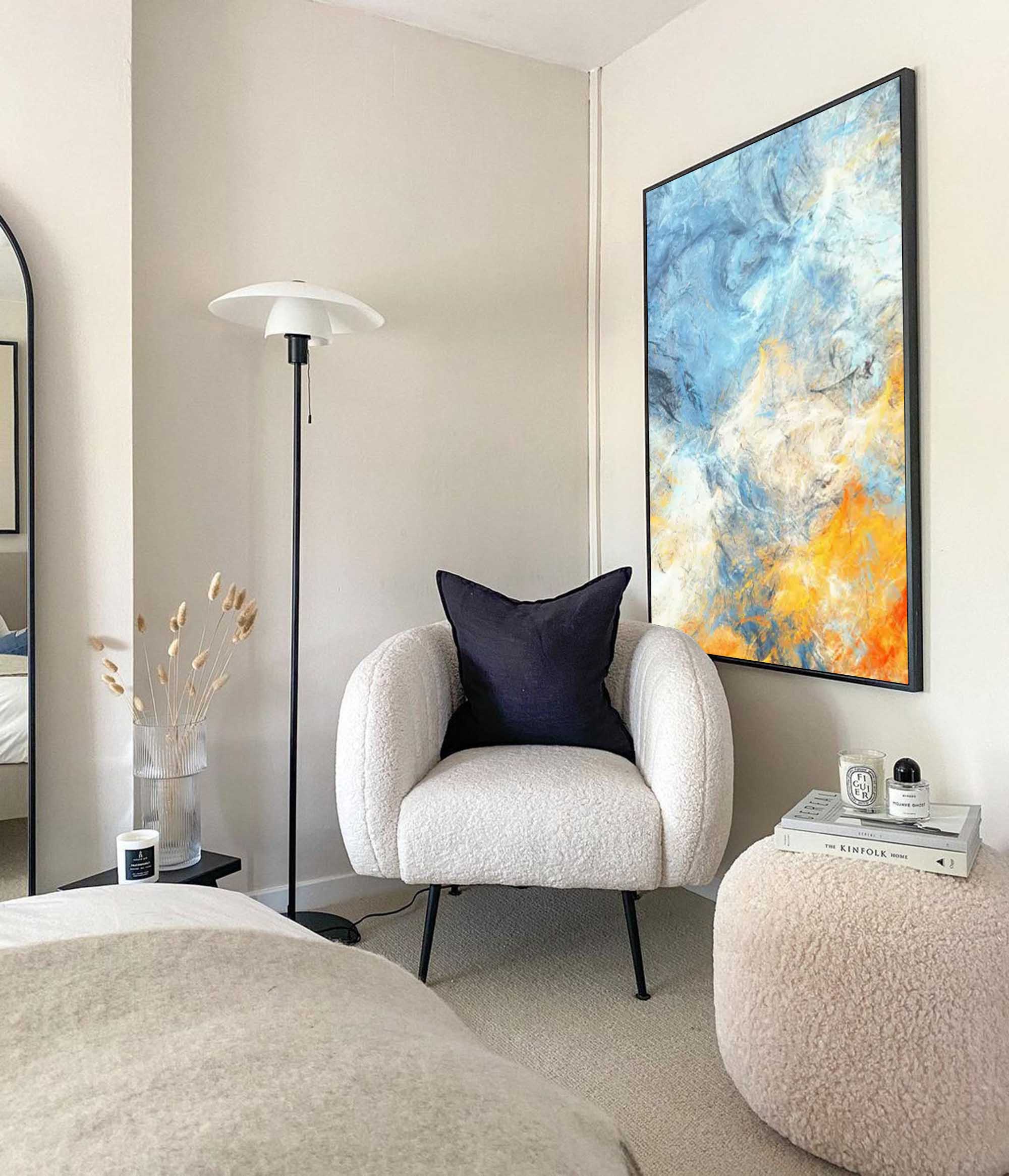Wallart Blue and Orange Abstract Canvas Art