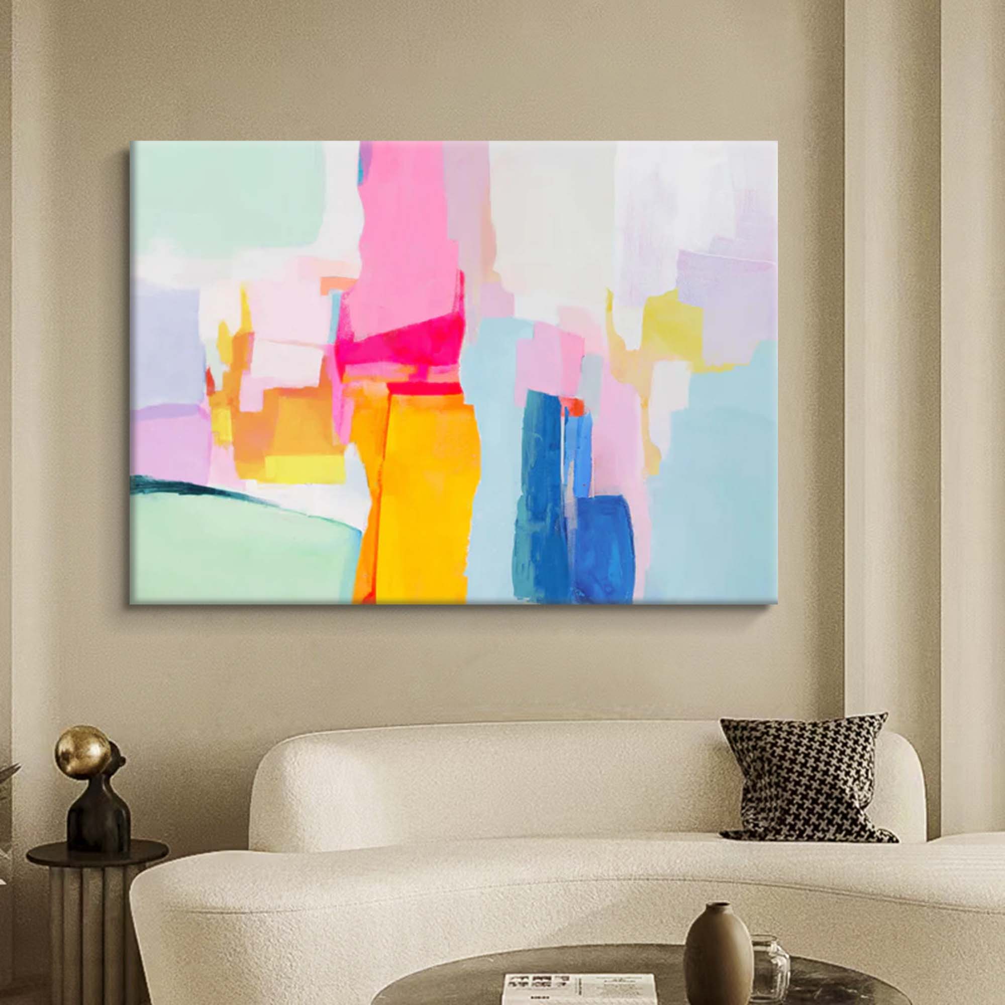 Wallart Vibrant Abstract Geometry Art Canvas