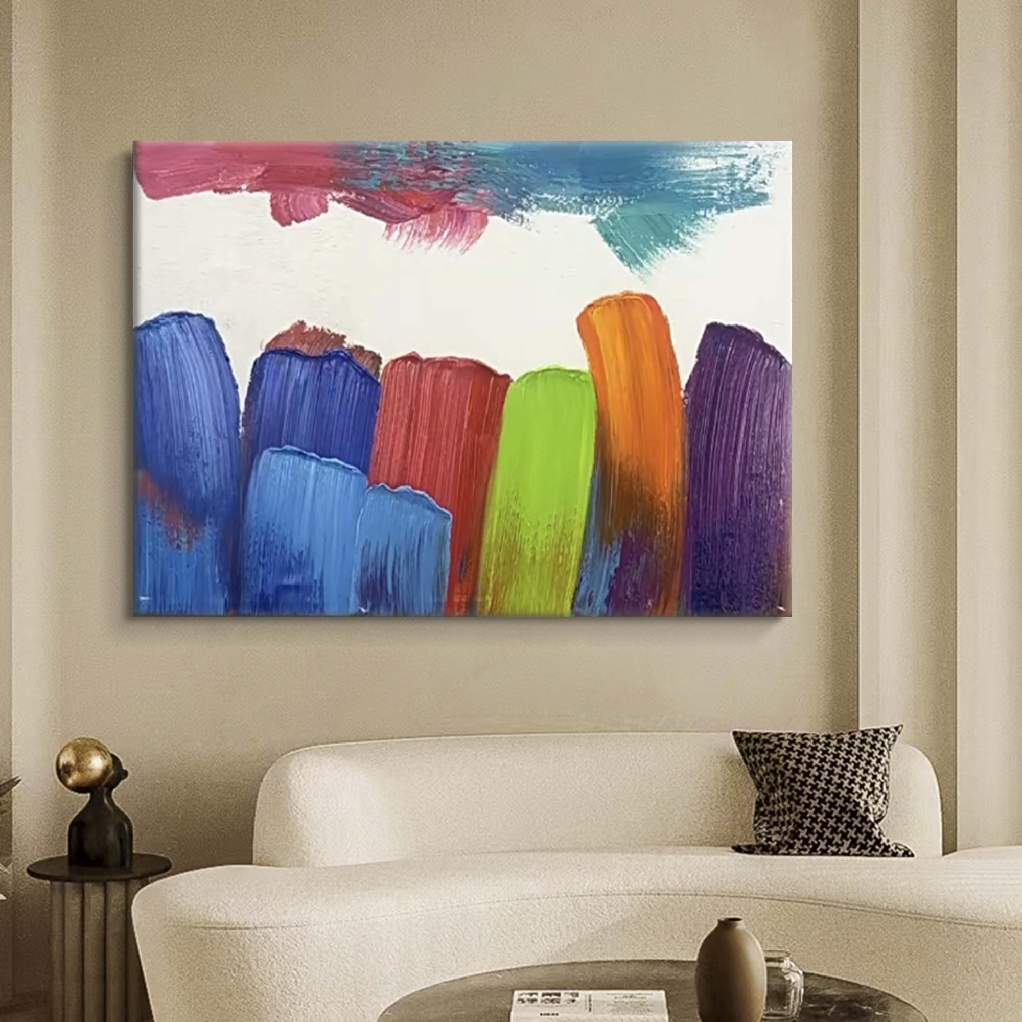 Wallart Bold Color Strokes Abstract Canvas Art