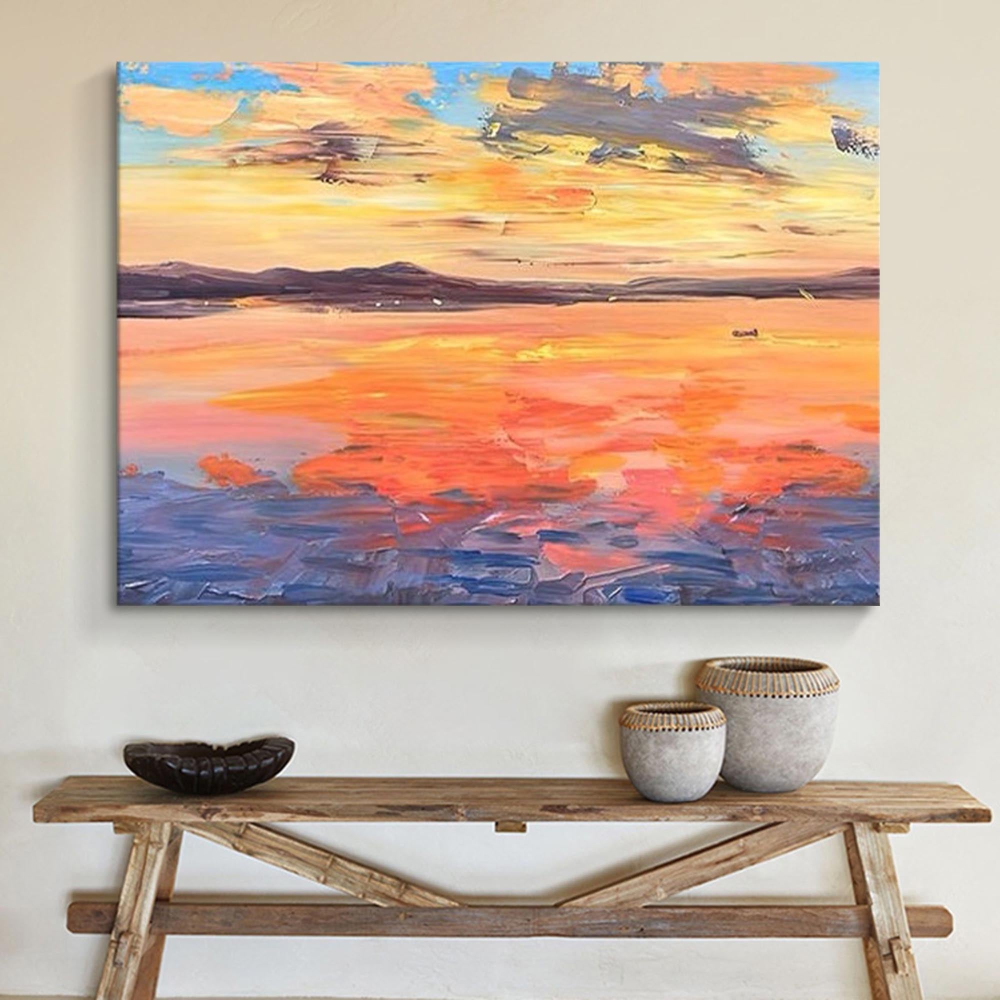 Wallart Sunset Glow Abstract Landscape Art