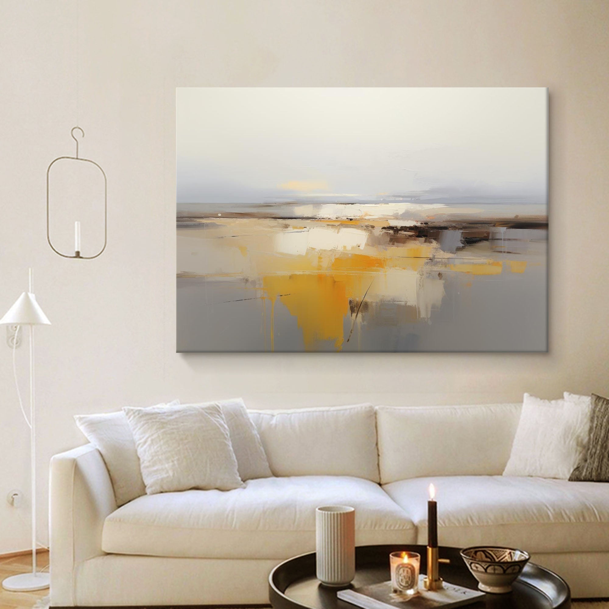 Wallart Golden Horizon Abstract Landscape