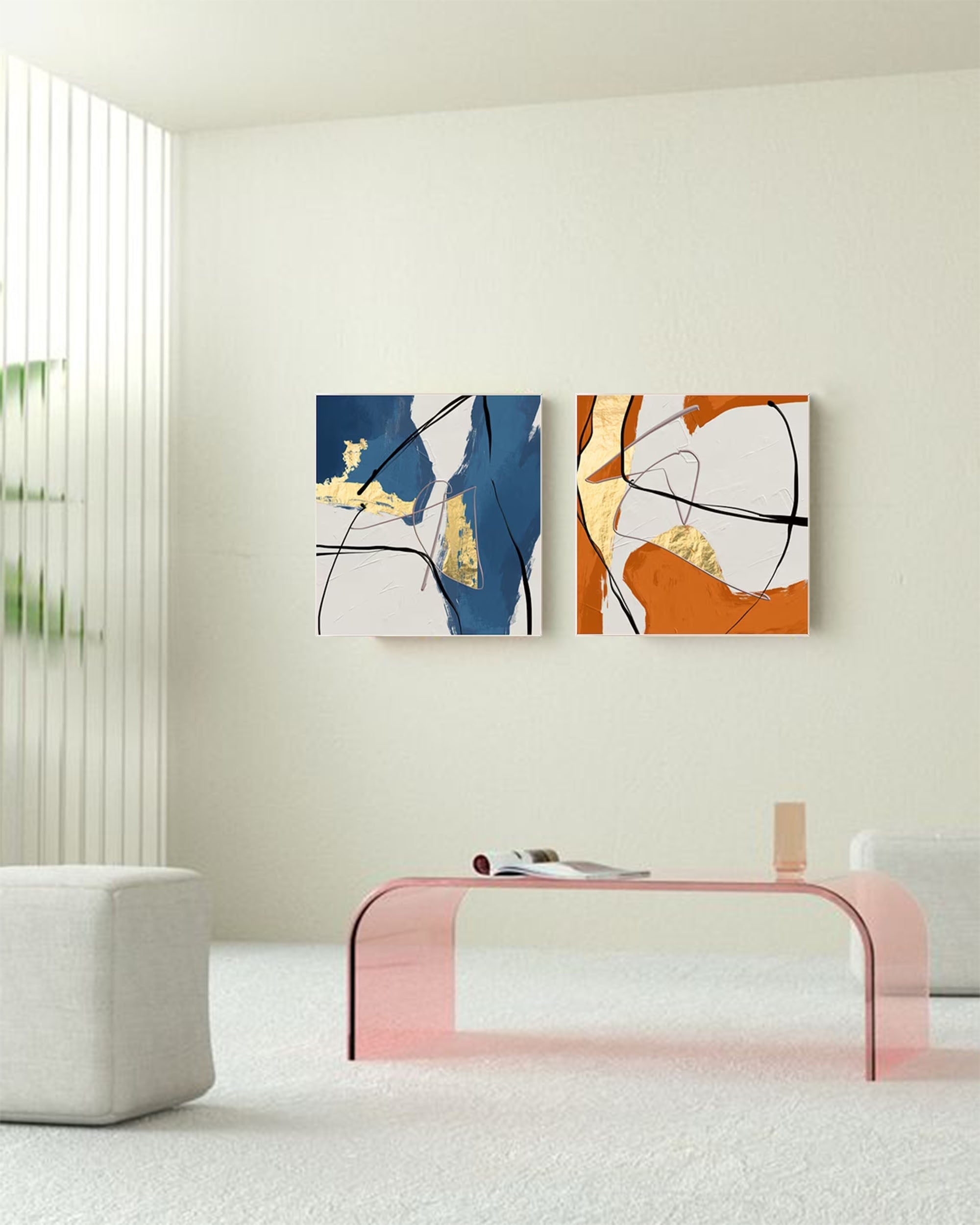 Wallart Bold Elegance: Dual Abstract Harmony