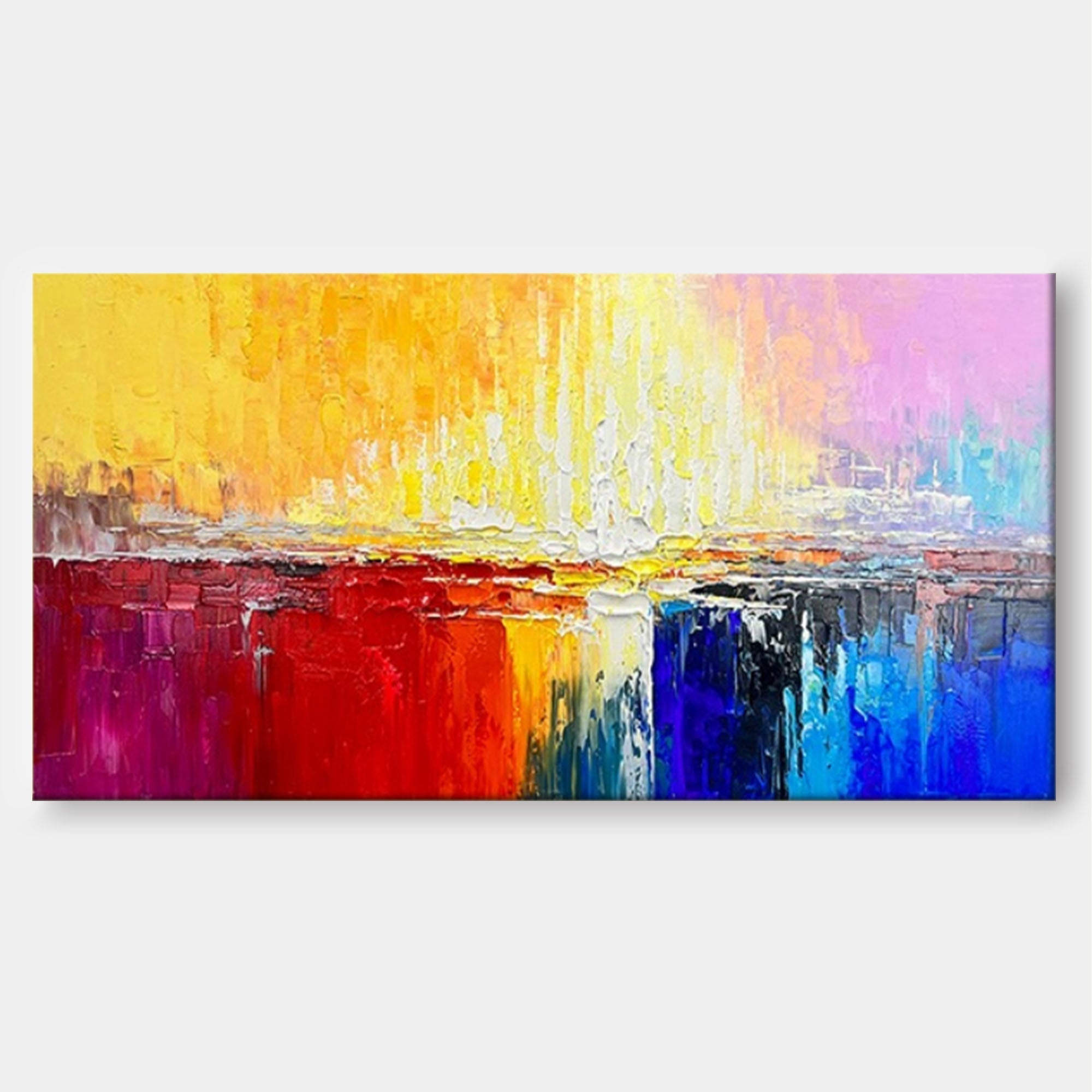 Wallart Vibrant Horizon Abstract Palette Knife Canvas Art