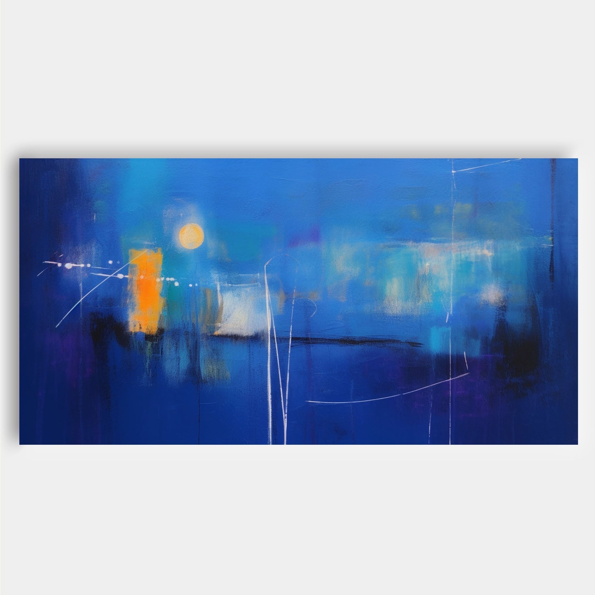 Wallart Luminous Blue Abstract Horizon