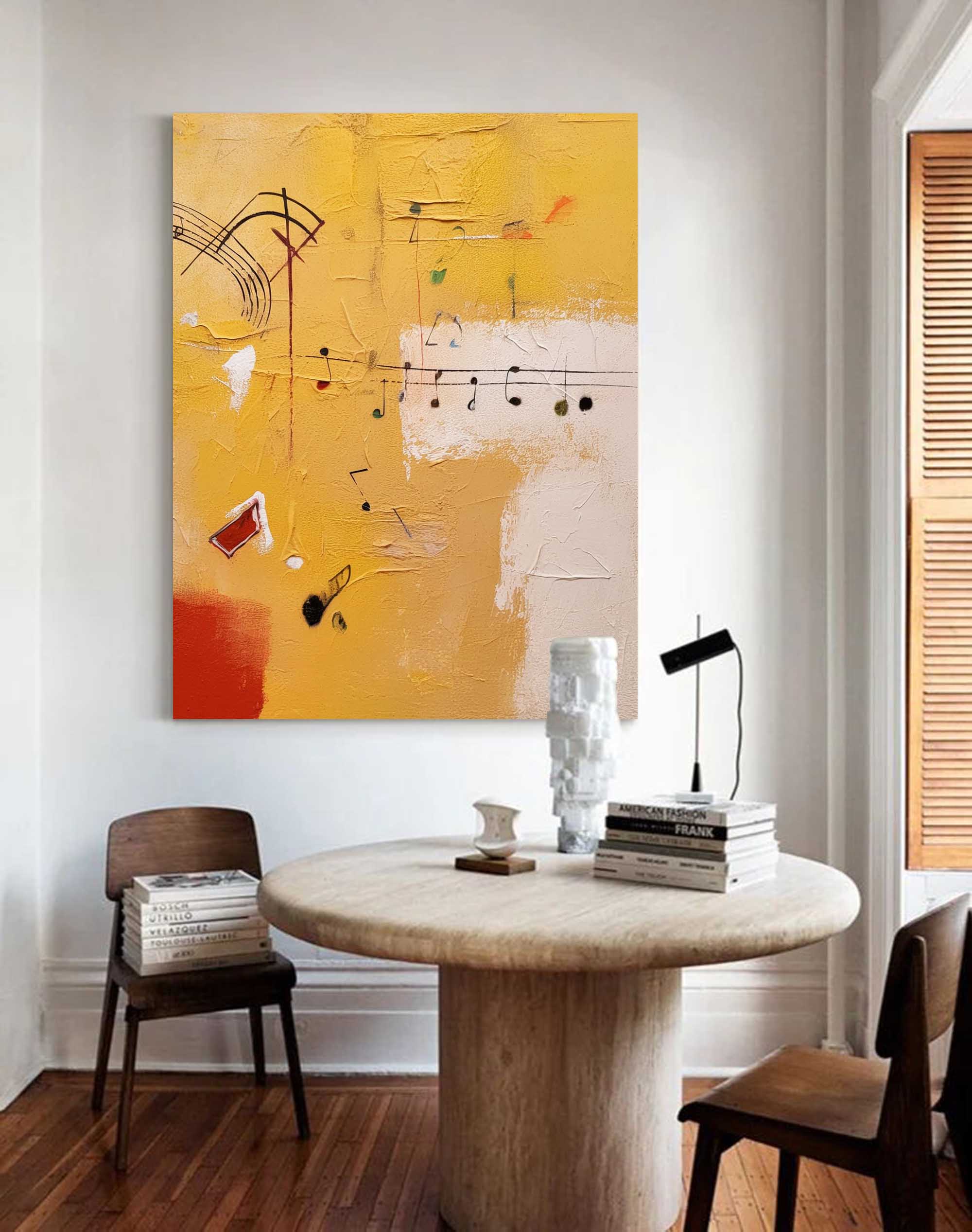 Wallart Melodic Abstract Symphony in Yellow