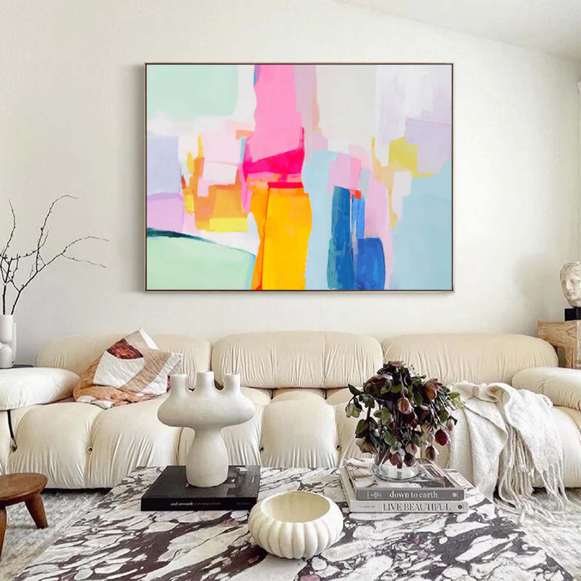 Wallart Vibrant Abstract Geometry Art Canvas