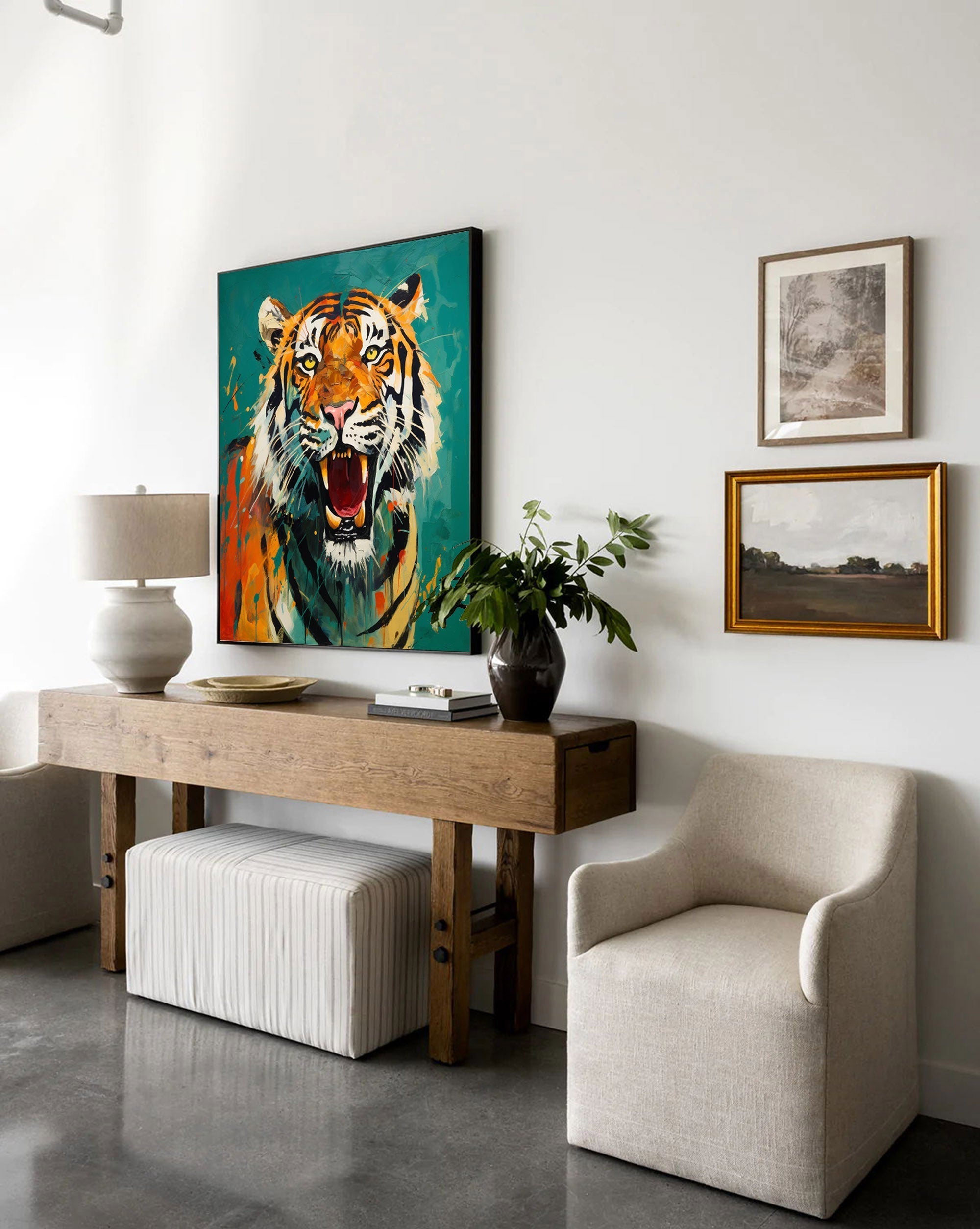 Wallart Roaring Tiger in Vibrant Expression