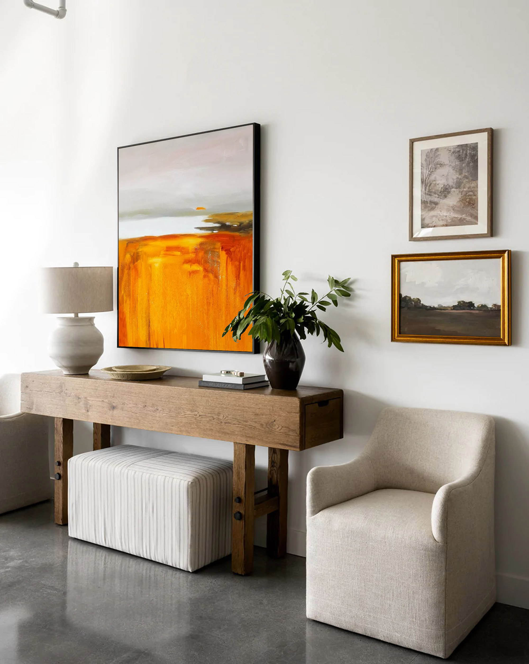 Wallart Golden Horizon Abstract Landscape