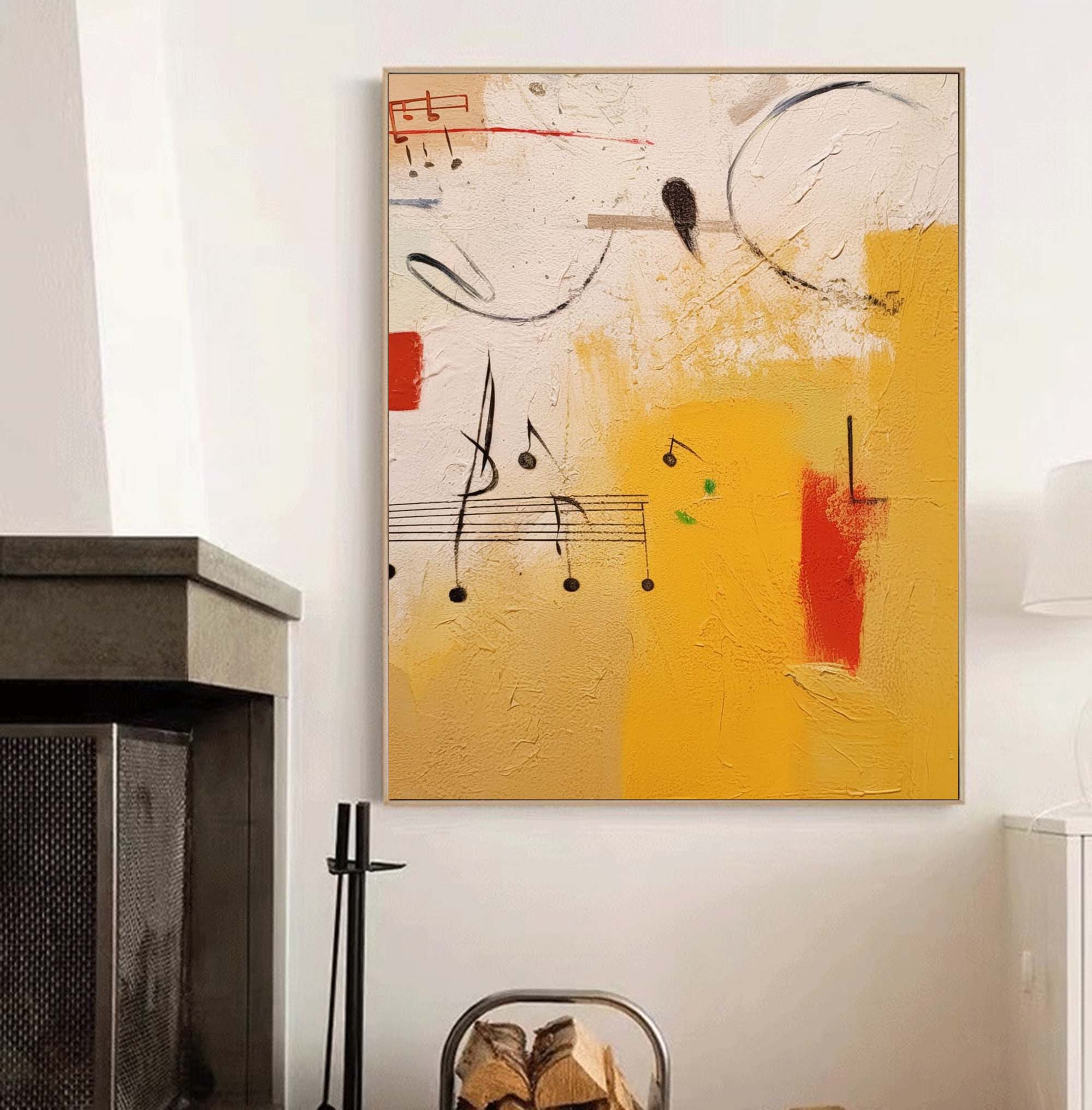 Wallart Abstract Rhythms in Yellow and Red