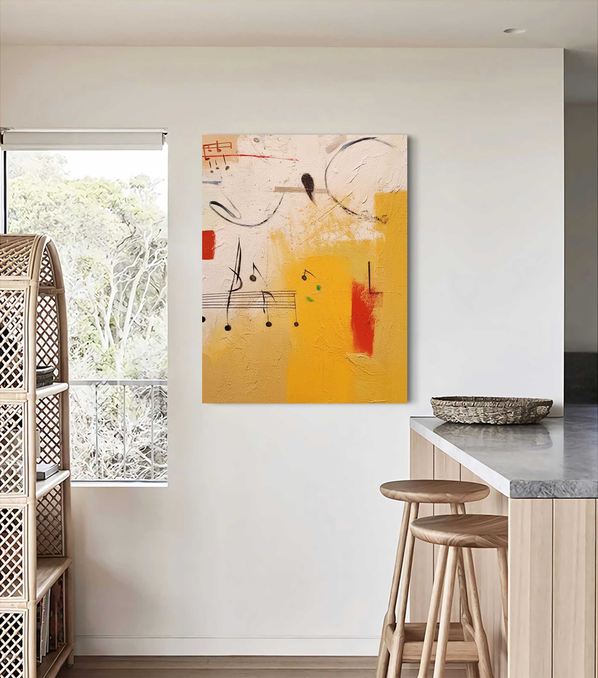 Wallart Abstract Rhythms in Yellow and Red