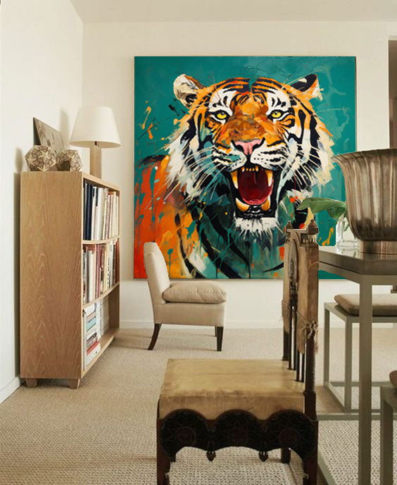 Wallart Roaring Tiger in Vibrant Expression
