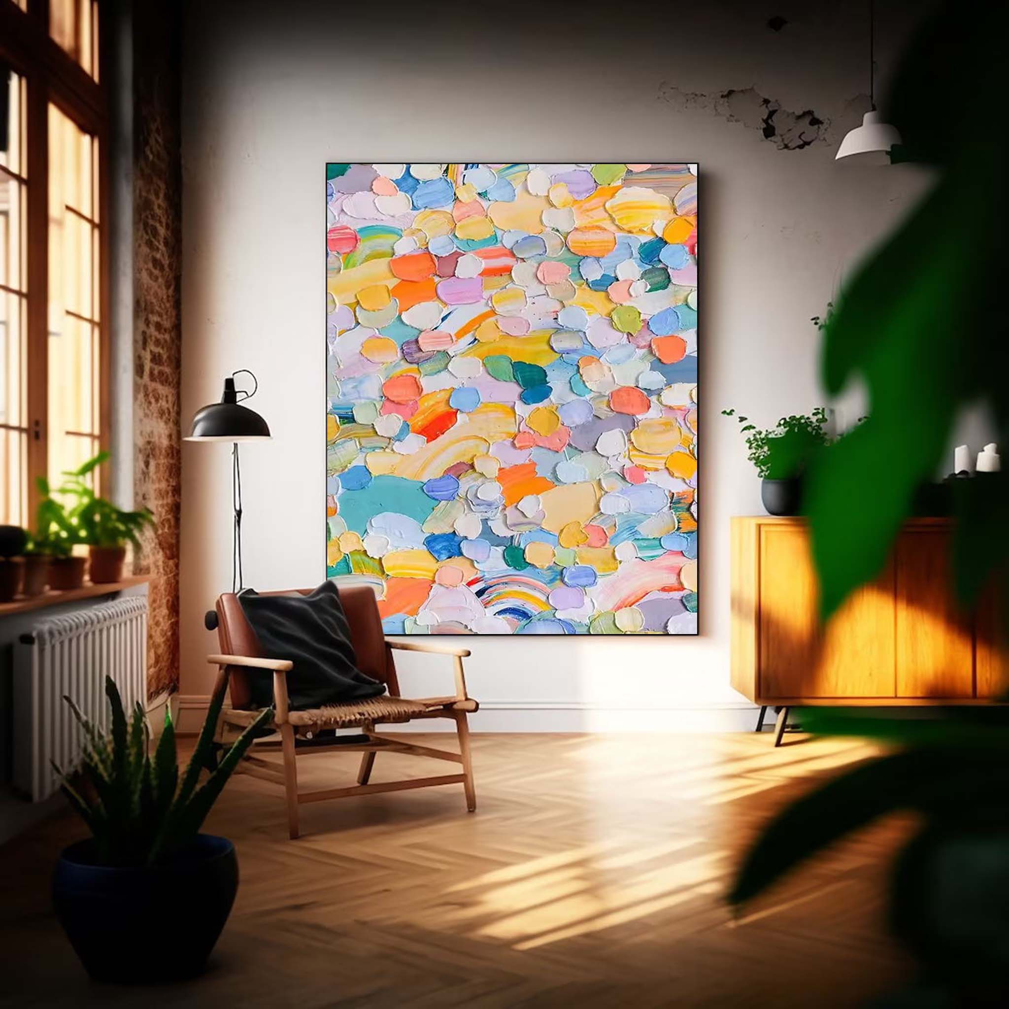 Wallart Colorful Burst Textured Abstract Art