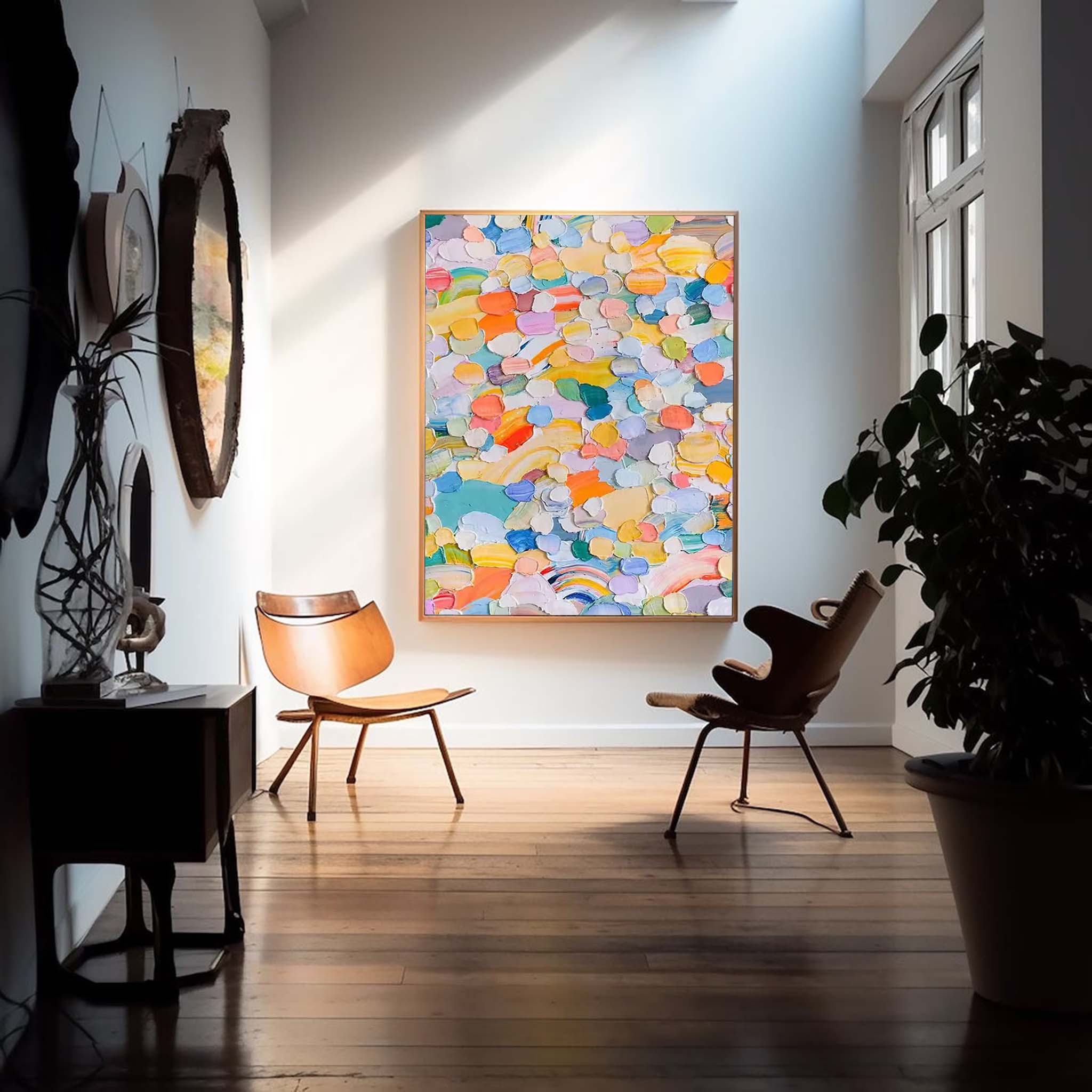 Wallart Colorful Burst Textured Abstract Art