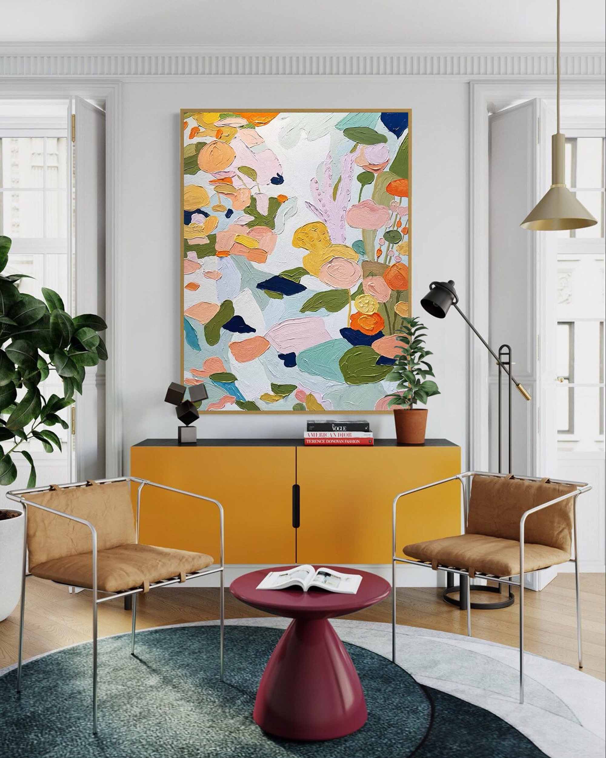 Wallart Colorful Floral Abstract Texture Art
