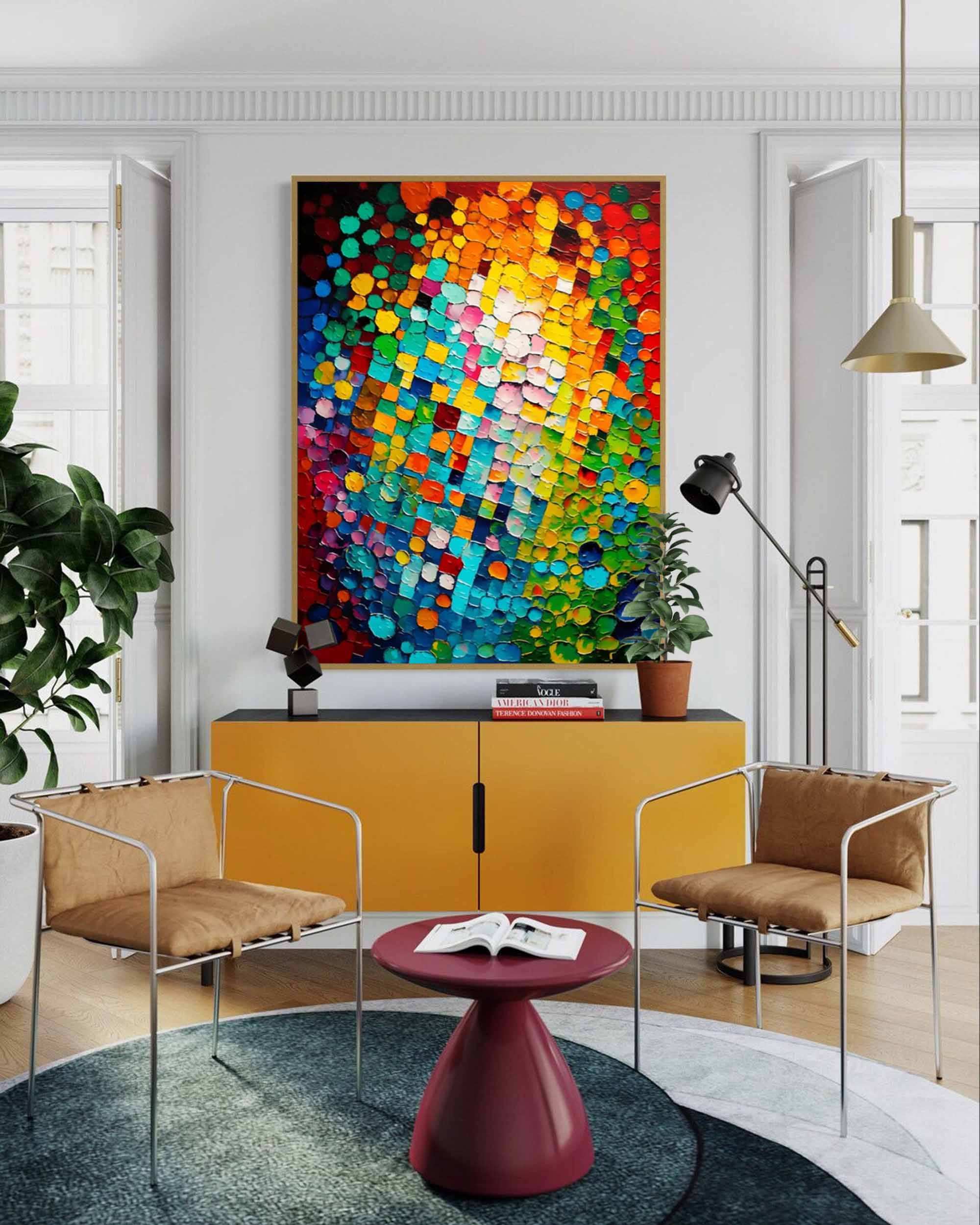 Wallart Vibrant Spectrum Textured Abstract Art