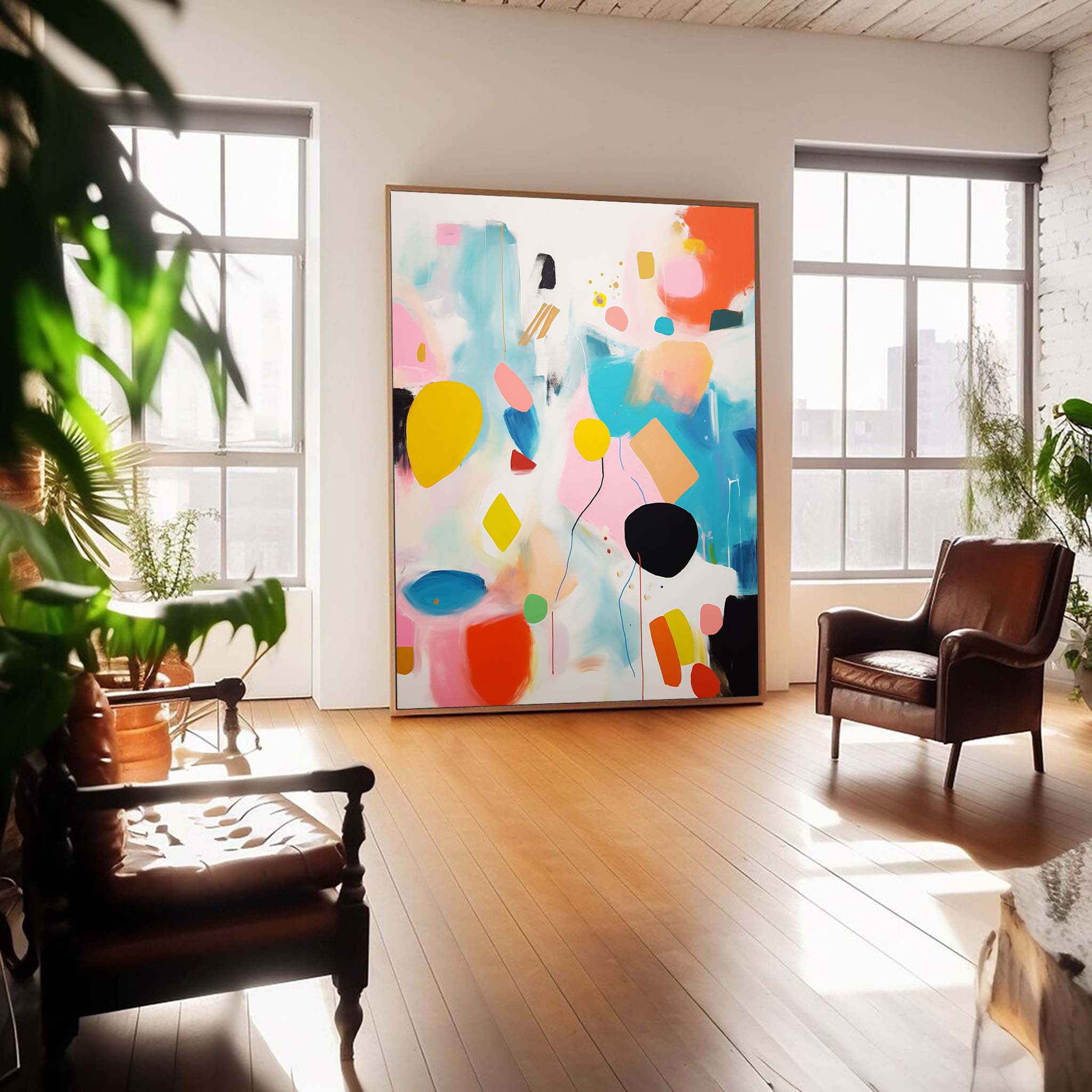 Wallart Playful Geometric Abstract Art