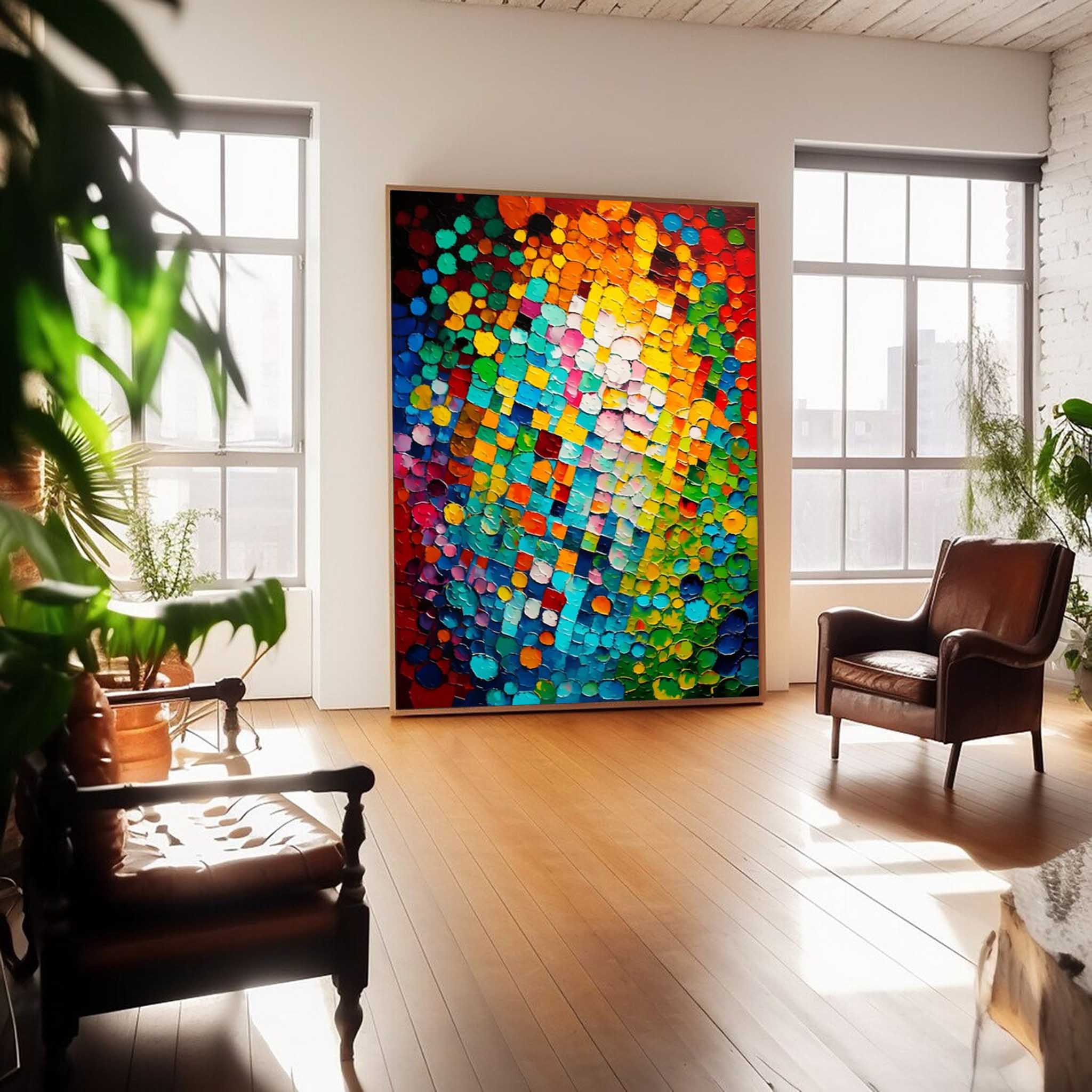 Wallart Vibrant Spectrum Textured Abstract Art