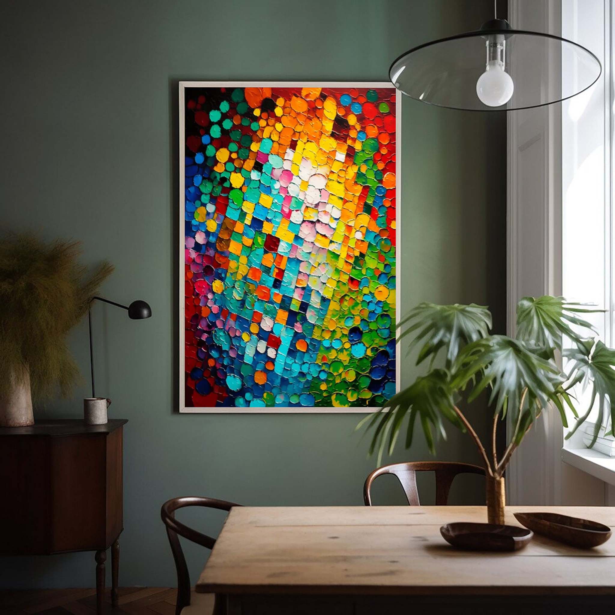 Wallart Vibrant Spectrum Textured Abstract Art