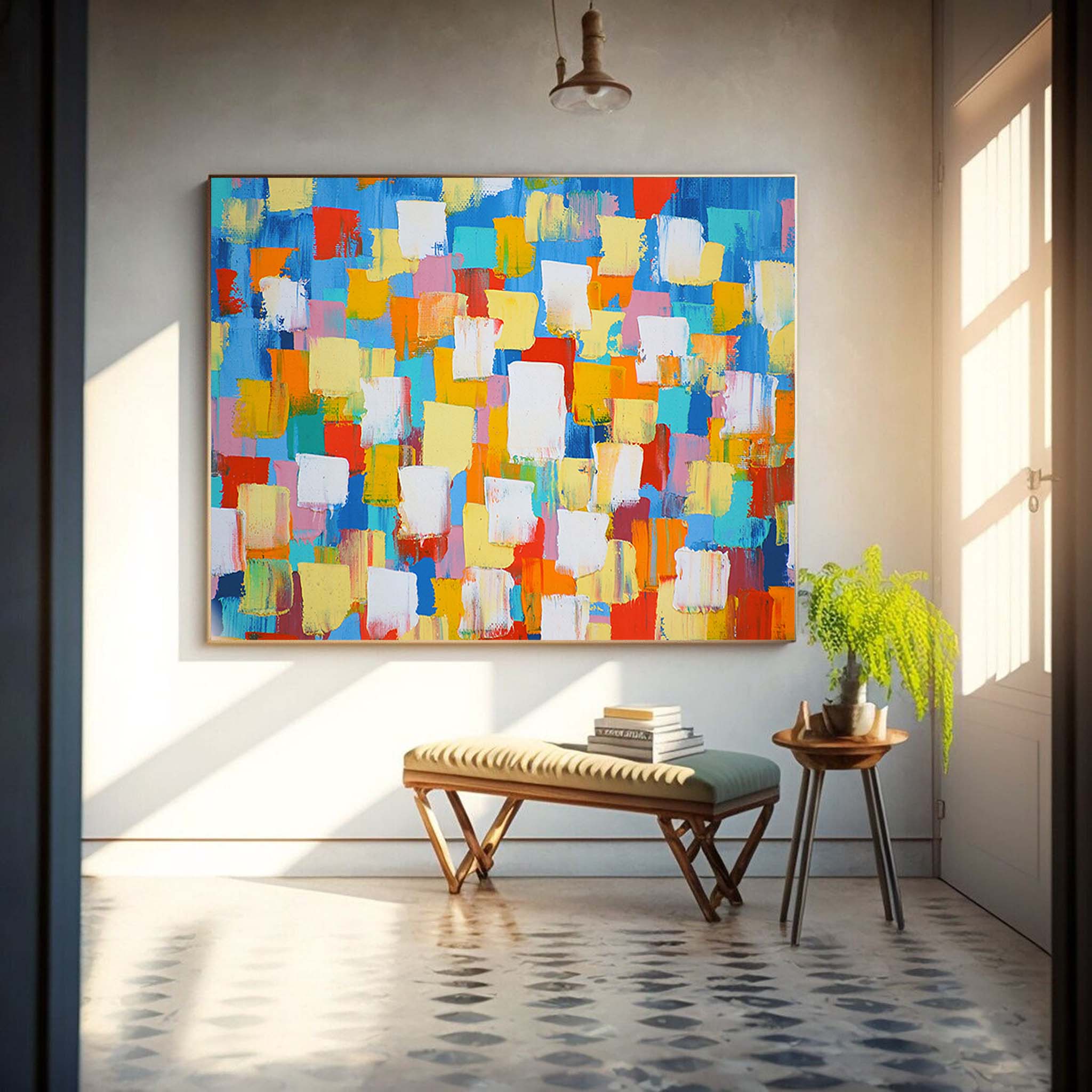 Wallart Bold Color Blocks Textured Abstract Art