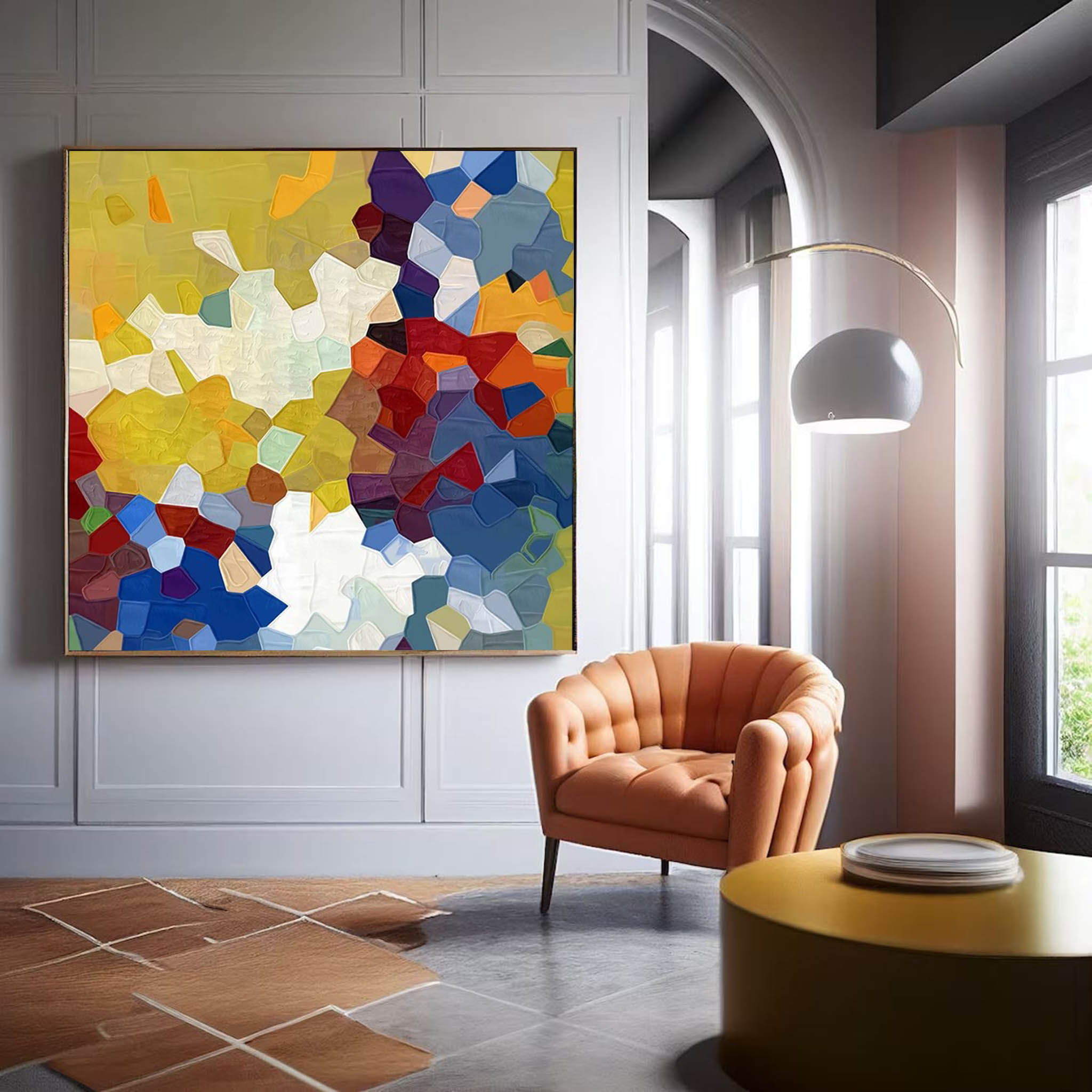 Wallart Vibrant Mosaic Textured Abstract Art