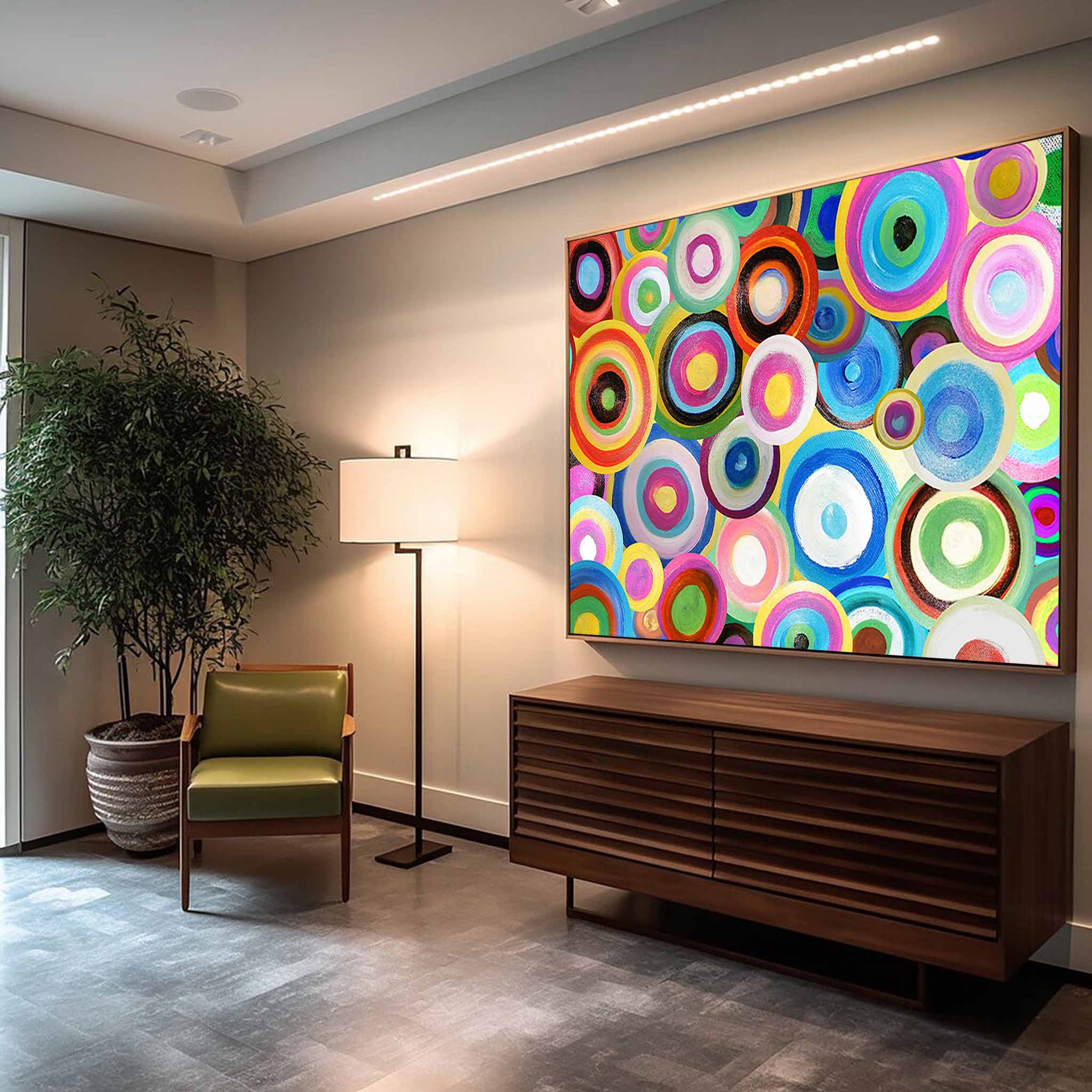 Wallart Colorful Circles Textured Abstract Art