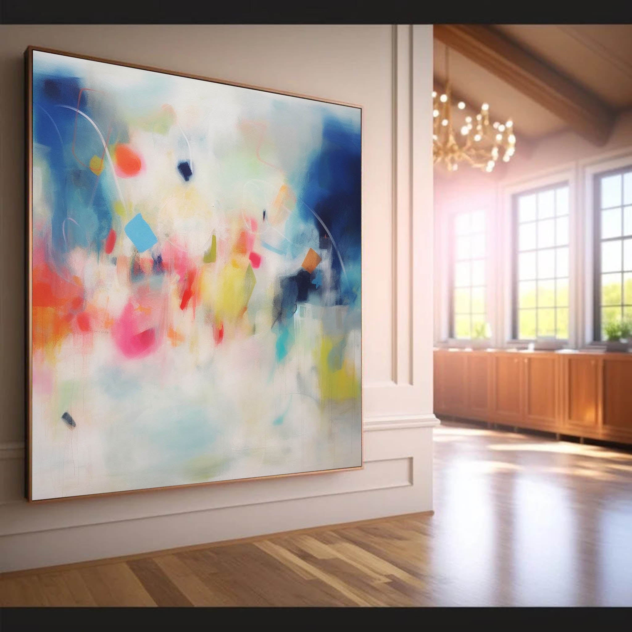 Wallart Soft Abstract Color Burst Canvas