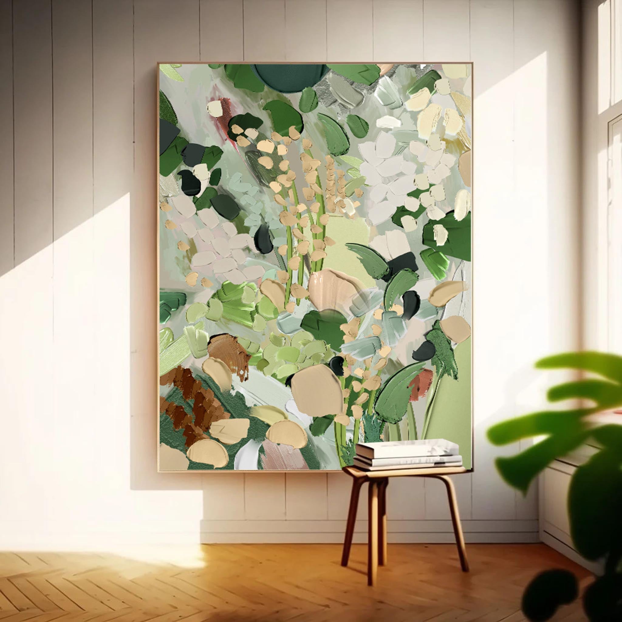 Wallart Lush Green Abstract Floral Art