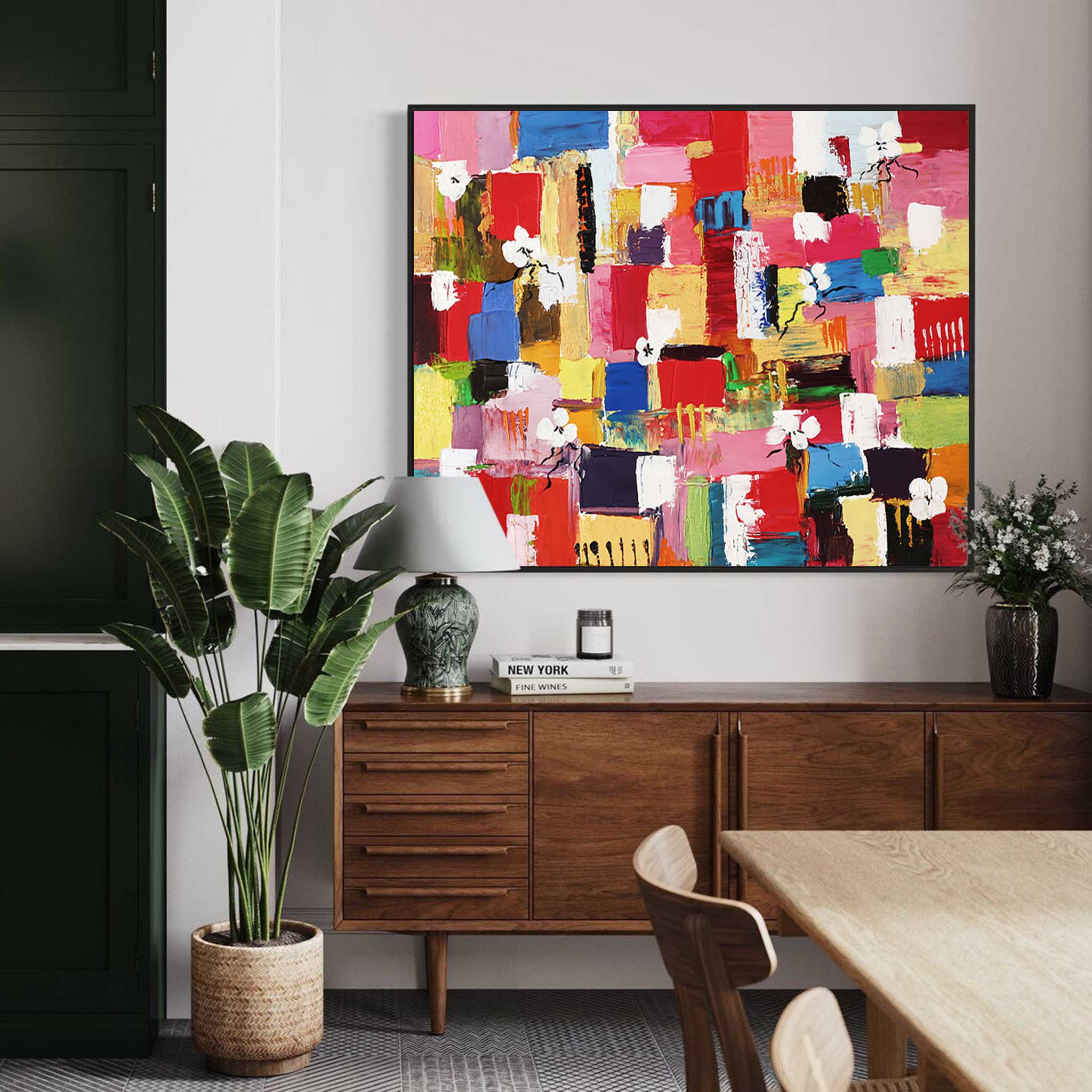 Wallart Floral Harmony Vibrant Abstract Art