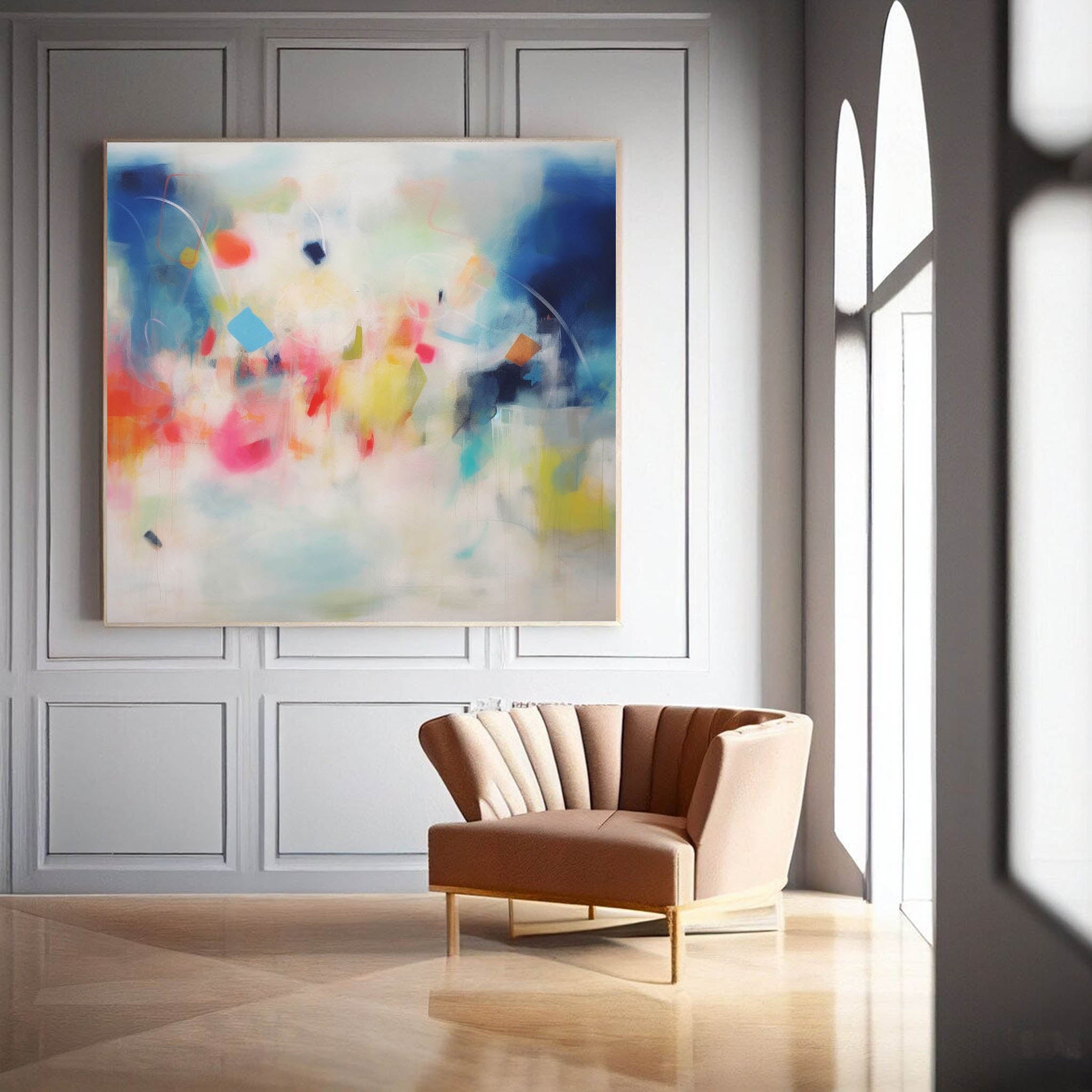 Wallart Soft Abstract Color Burst Canvas