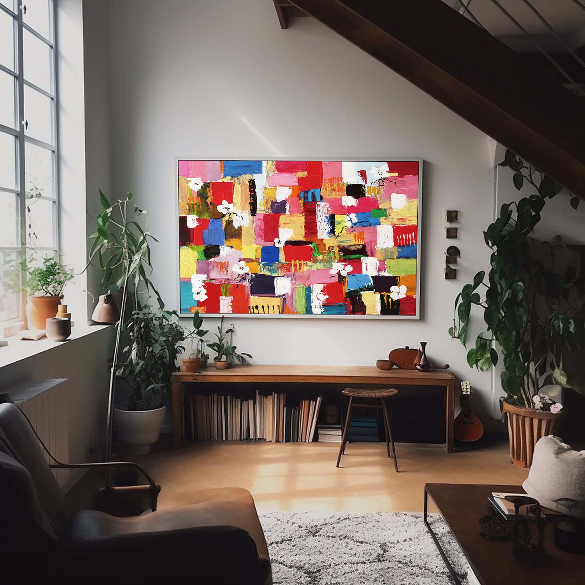 Wallart Floral Harmony Vibrant Abstract Art